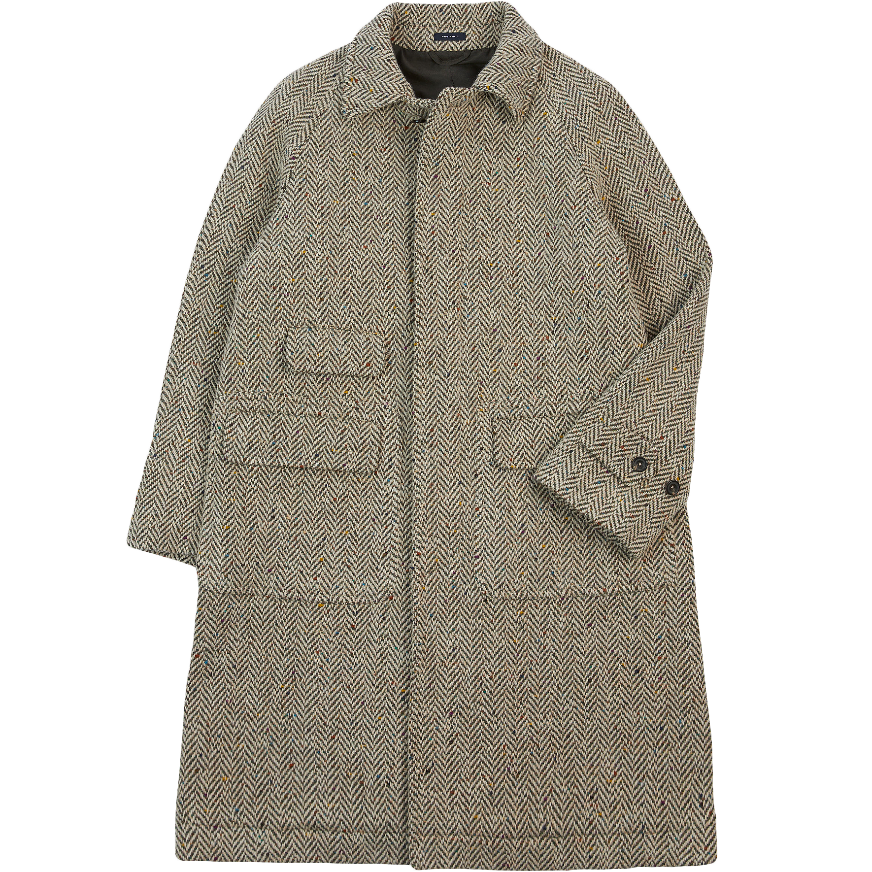 Herringbone Tweed Raglan Overcoat - Oat Fleck