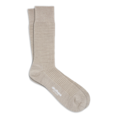 Merino Wool Waffle Knit Sock  - Sand