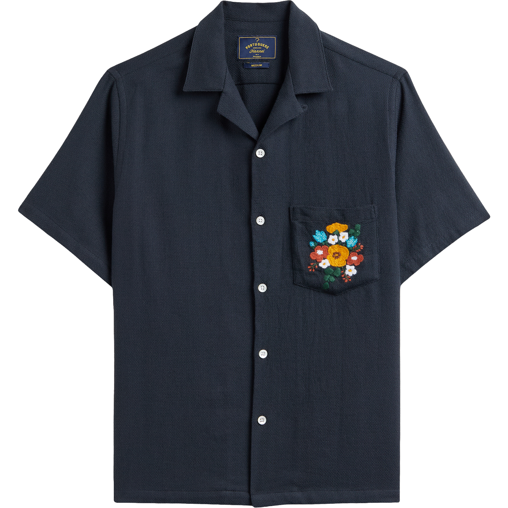 Pique Embroidery Shirt - Navy