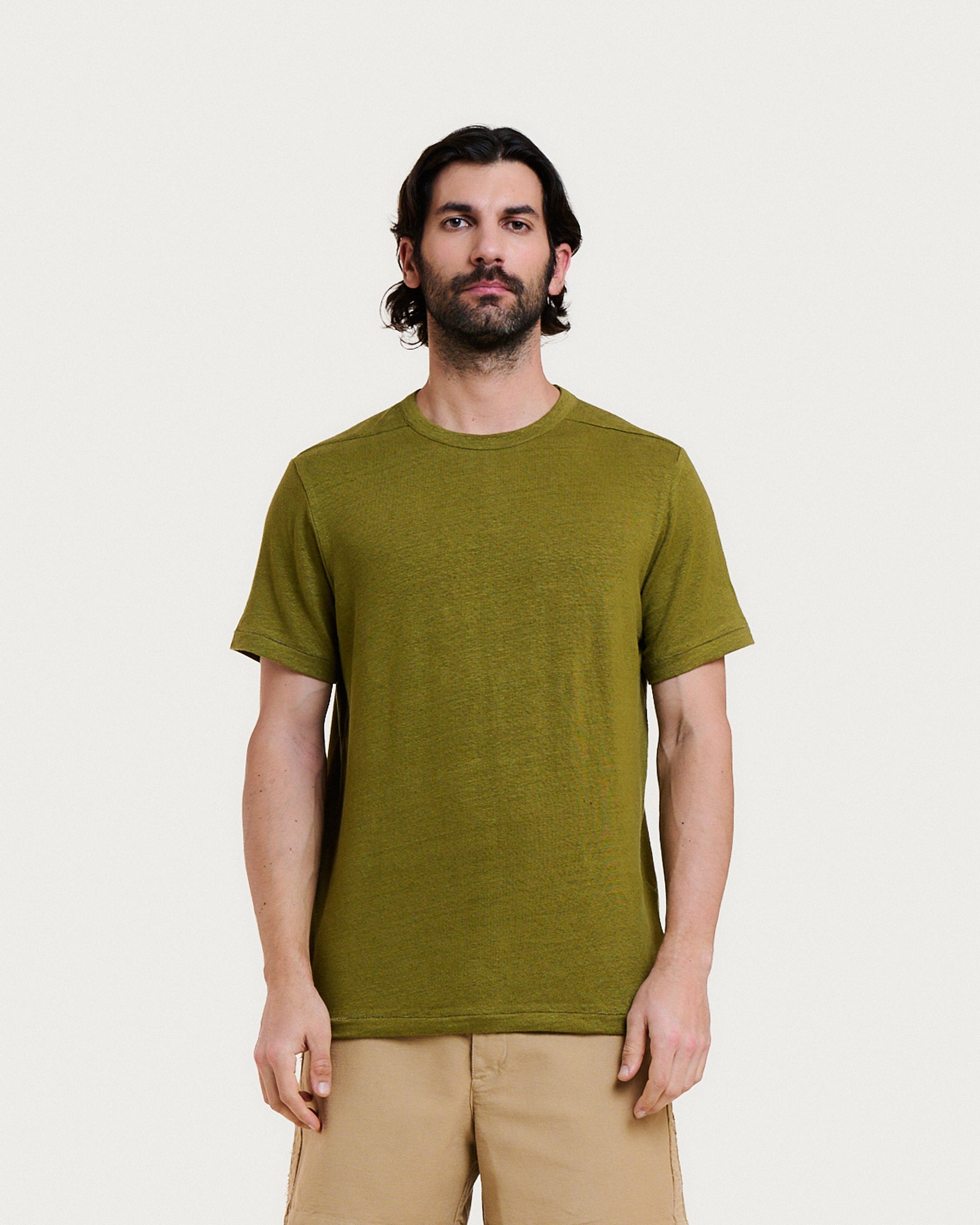 Eole Linen Tee - Army Khaki