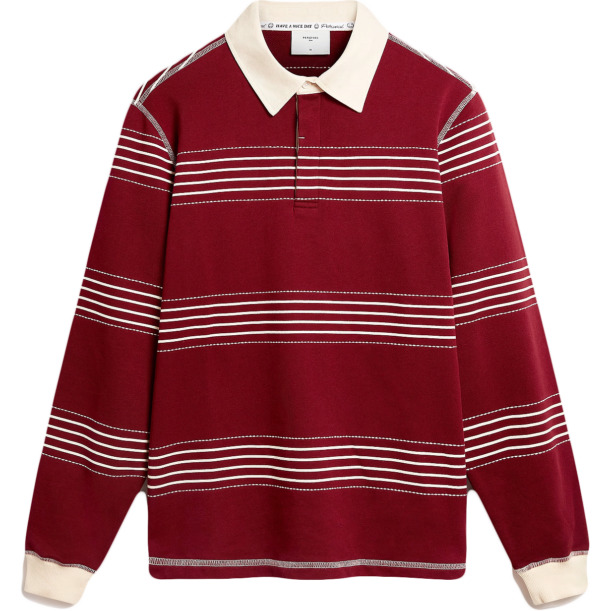 Editor Striped Rugby Polo - Burgundy