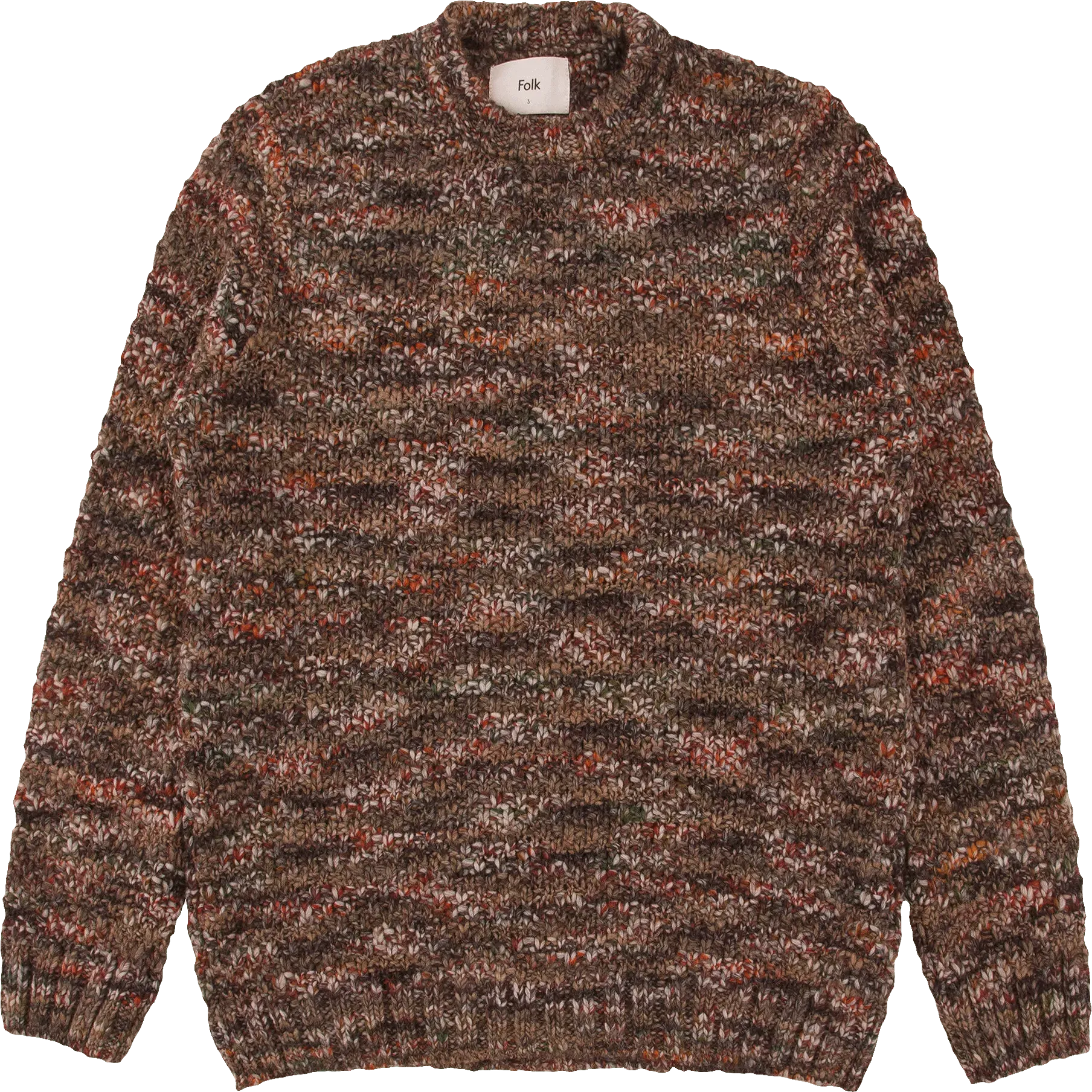 Mixed Yarn Rib Crew - Brown Mix