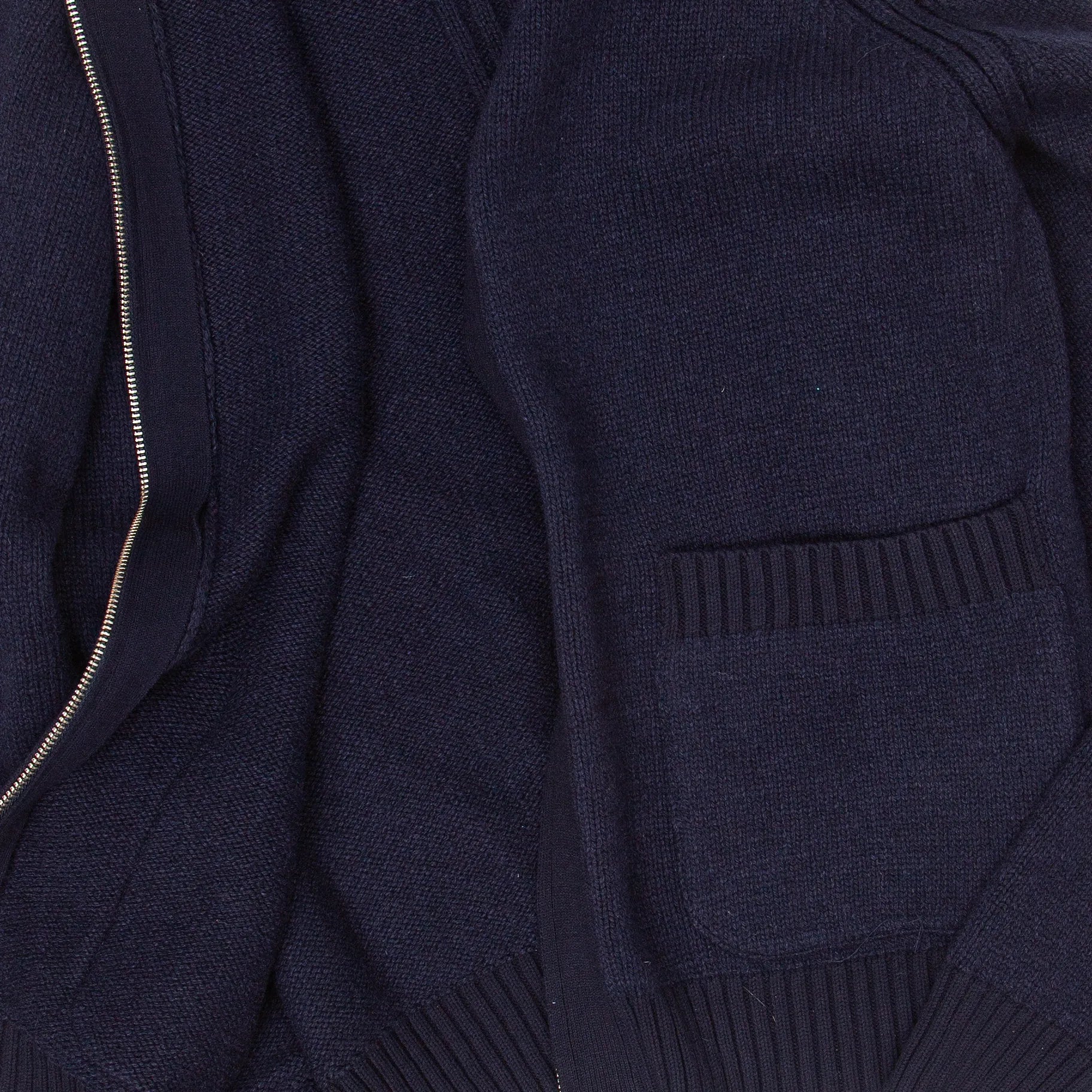 Knitted Zip Thru Bomber - Navy