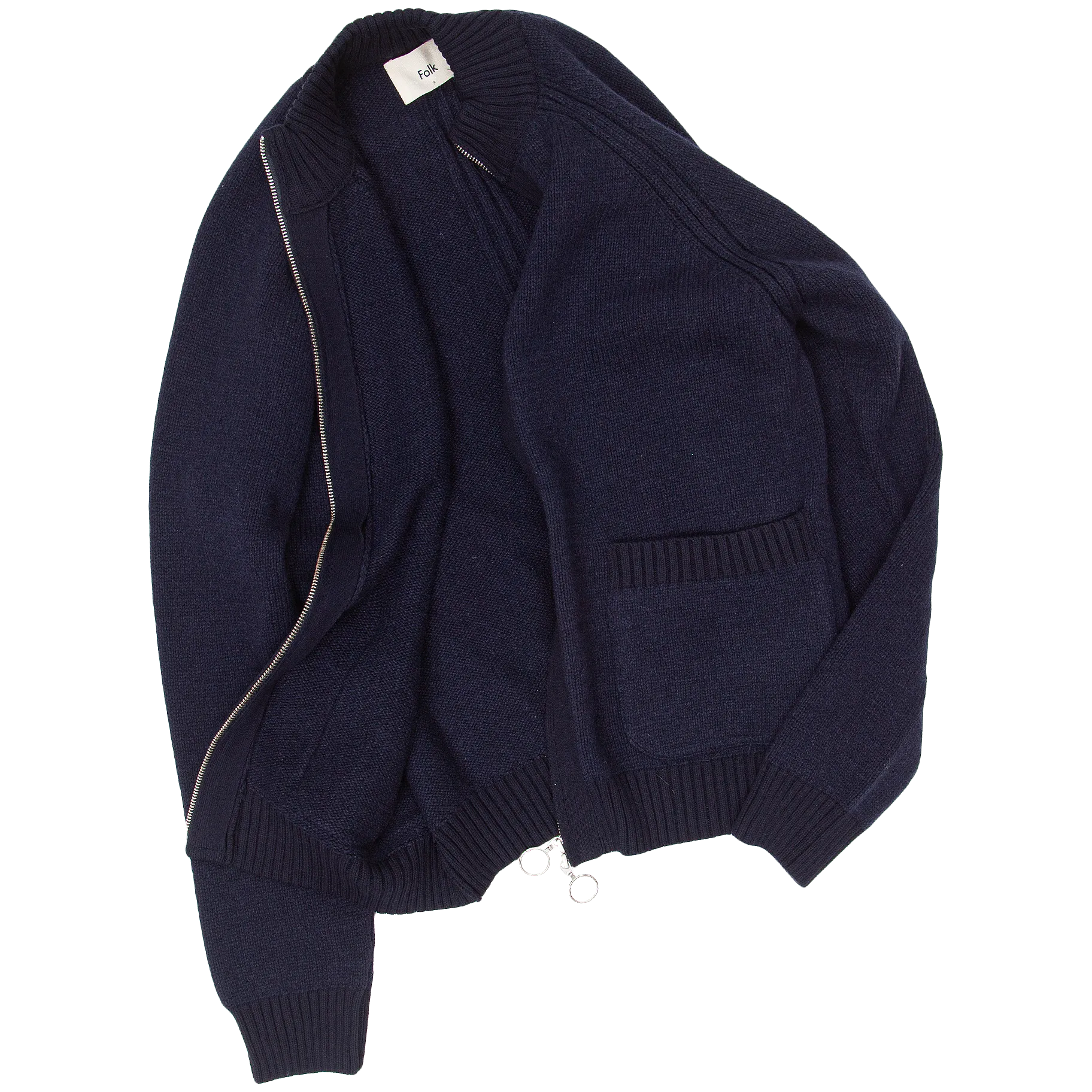 Knitted Zip Thru Bomber - Navy