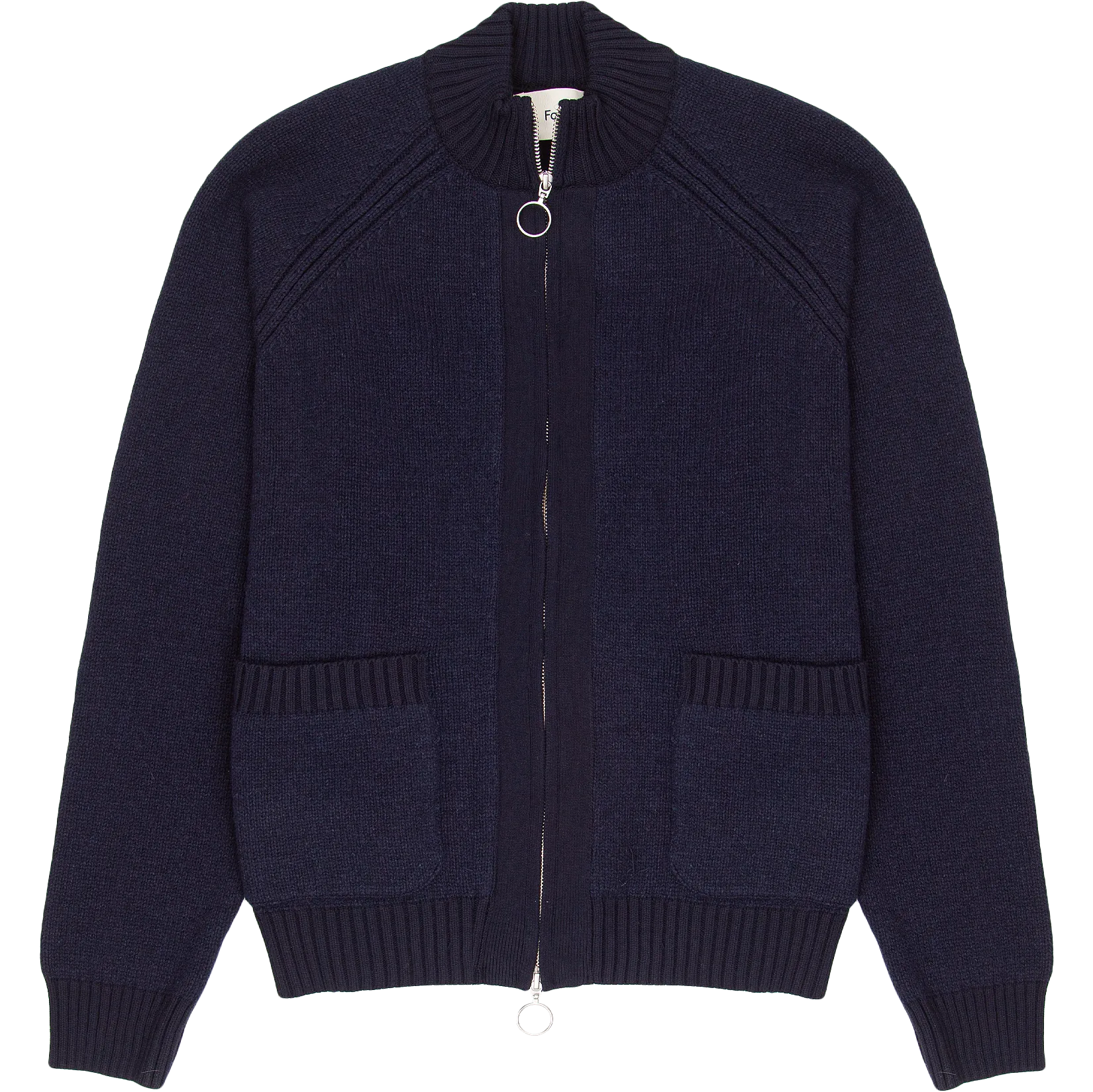 Knitted Zip Thru Bomber - Navy