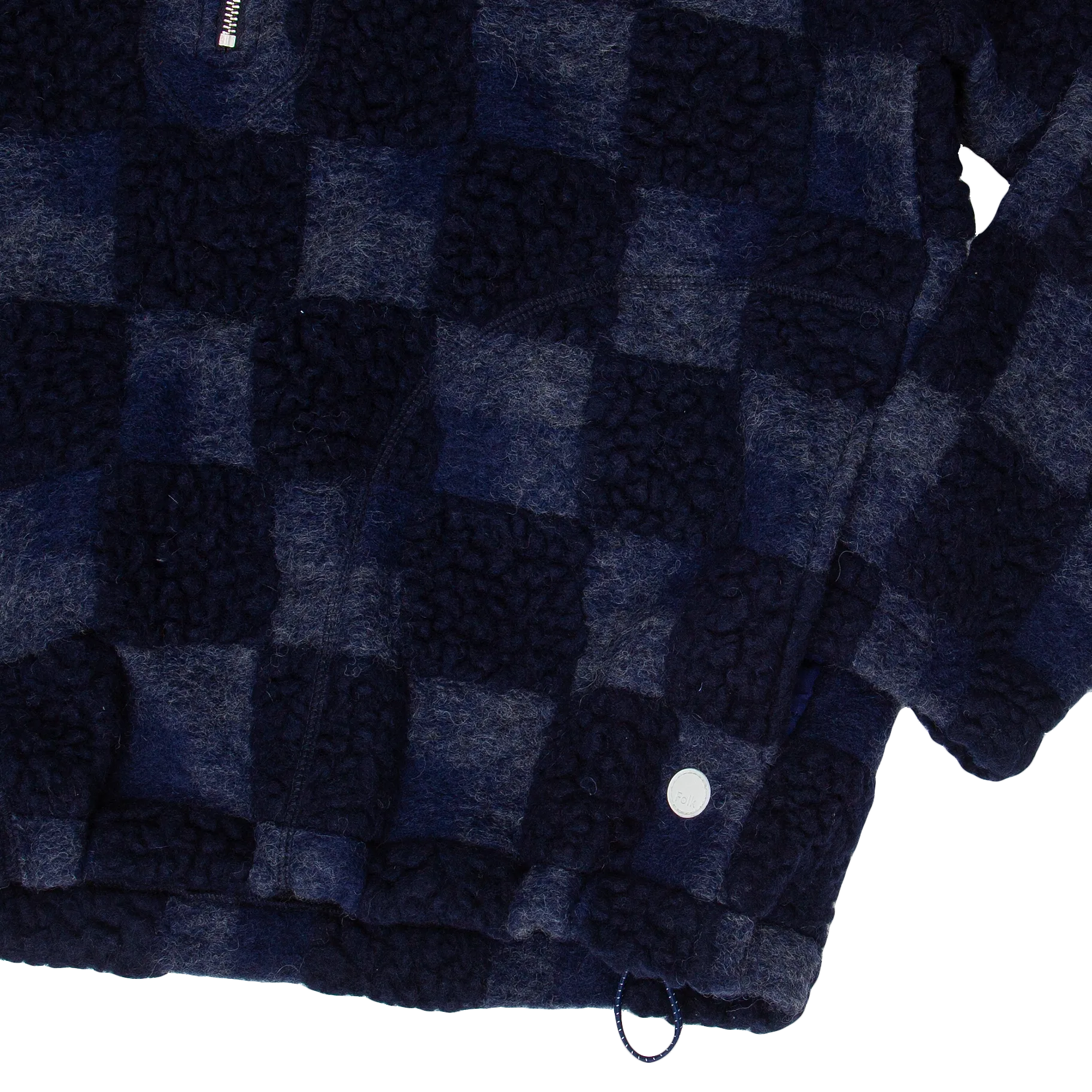 Fleece Overhead Sweater - Navy Checkerboard