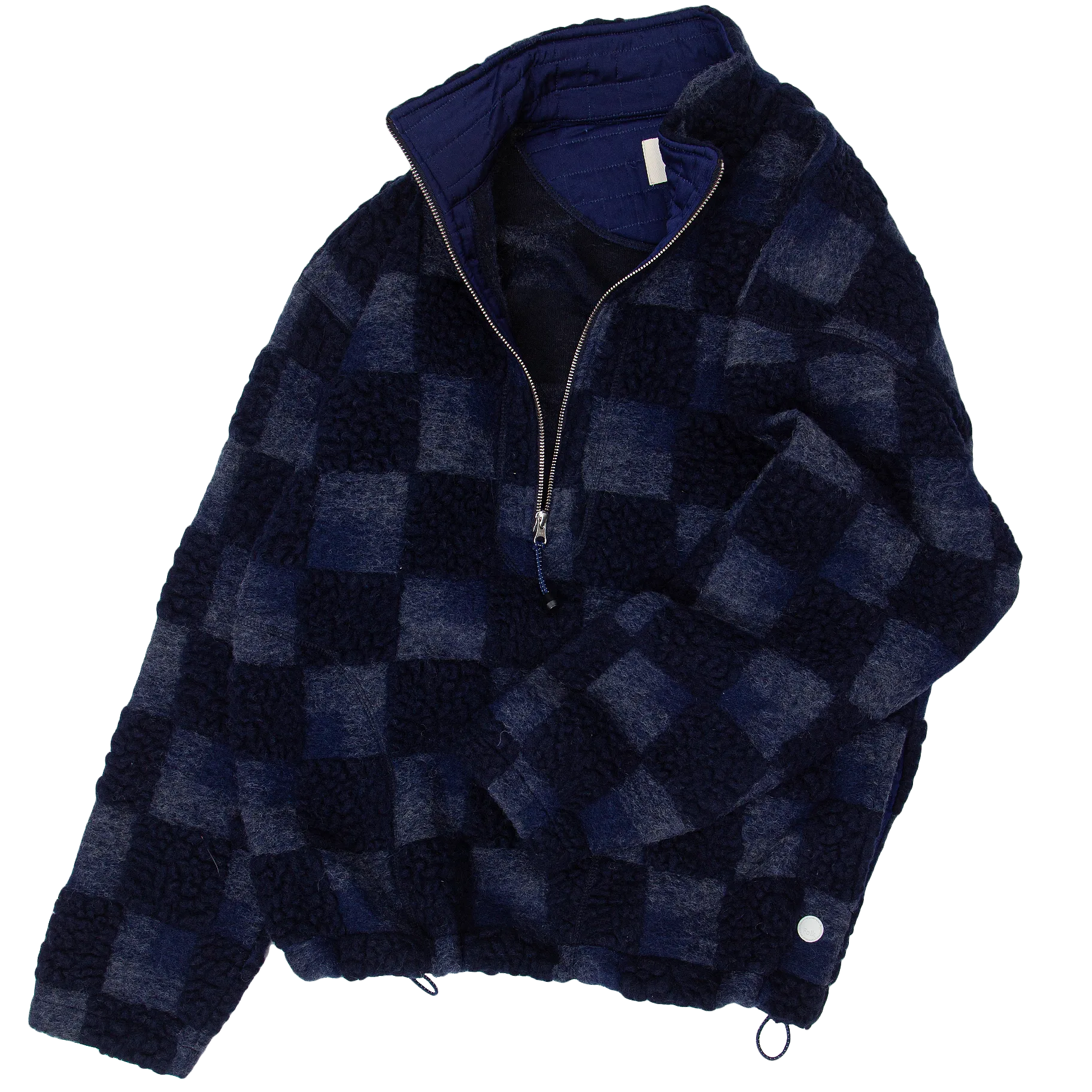 Fleece Overhead Sweater - Navy Checkerboard