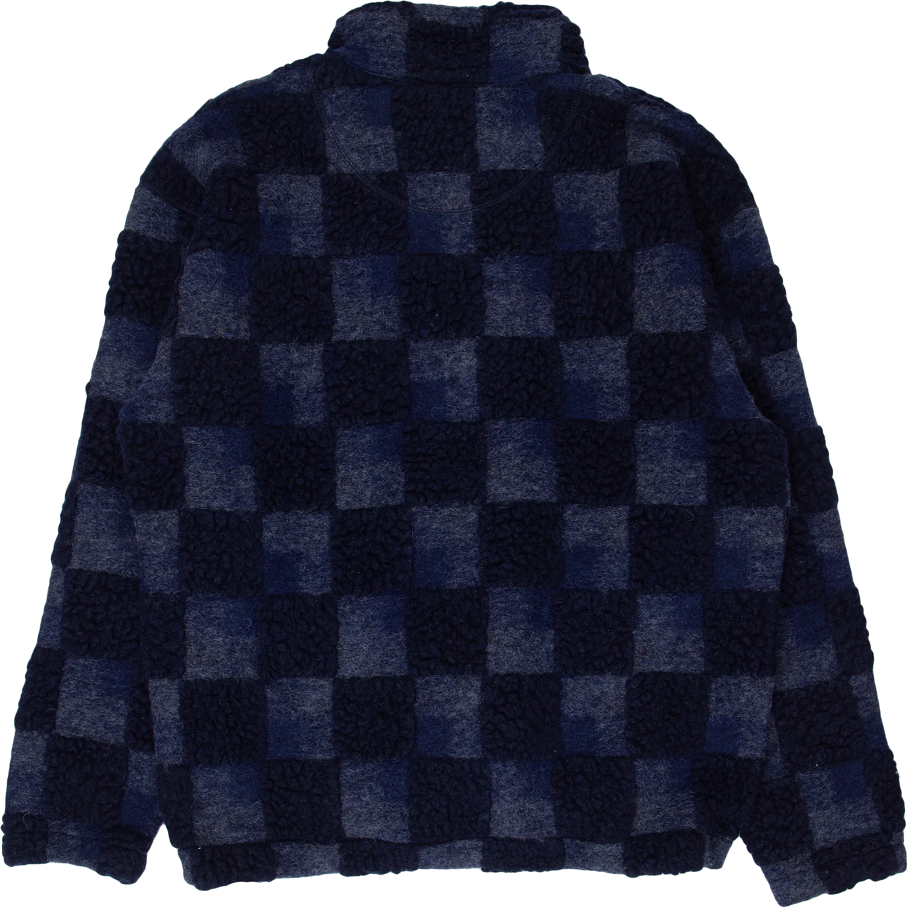 Fleece Overhead Sweater - Navy Checkerboard