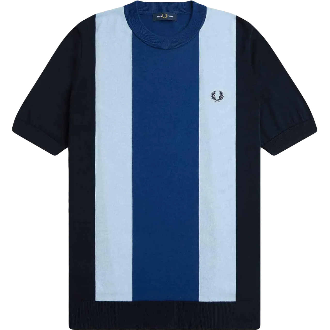 Stripe Fine Knit T-Shirt - Navy / Light Smoke