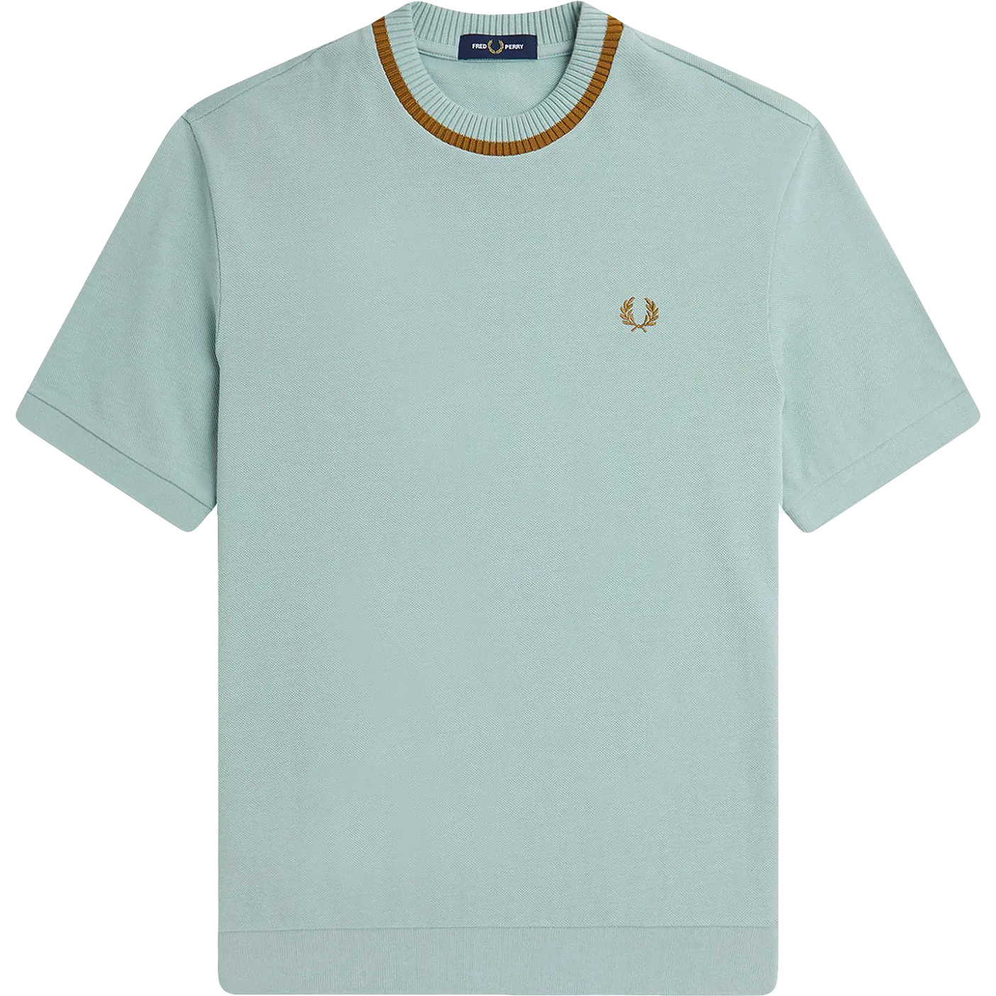 Crew Neck Pique T-Shirt - Silver Blue