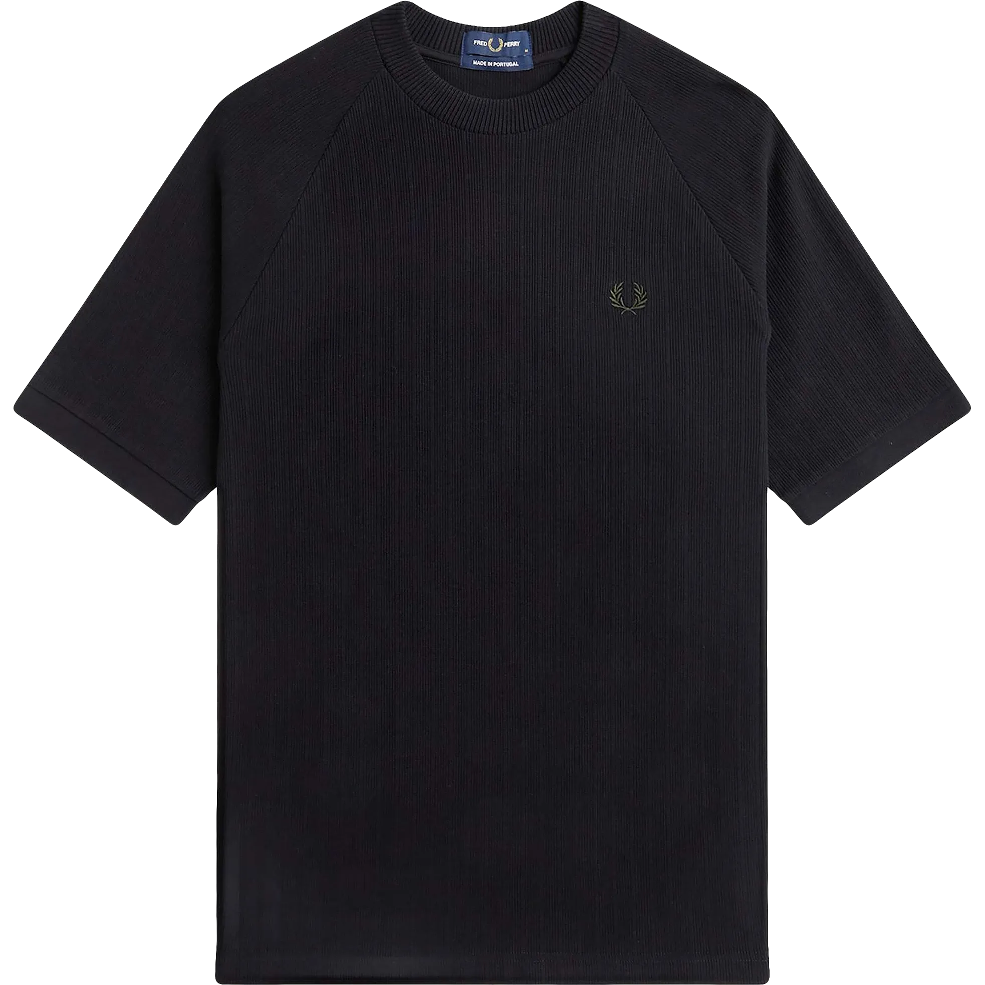 Ribbed Raglan Sleeve Tee - Black