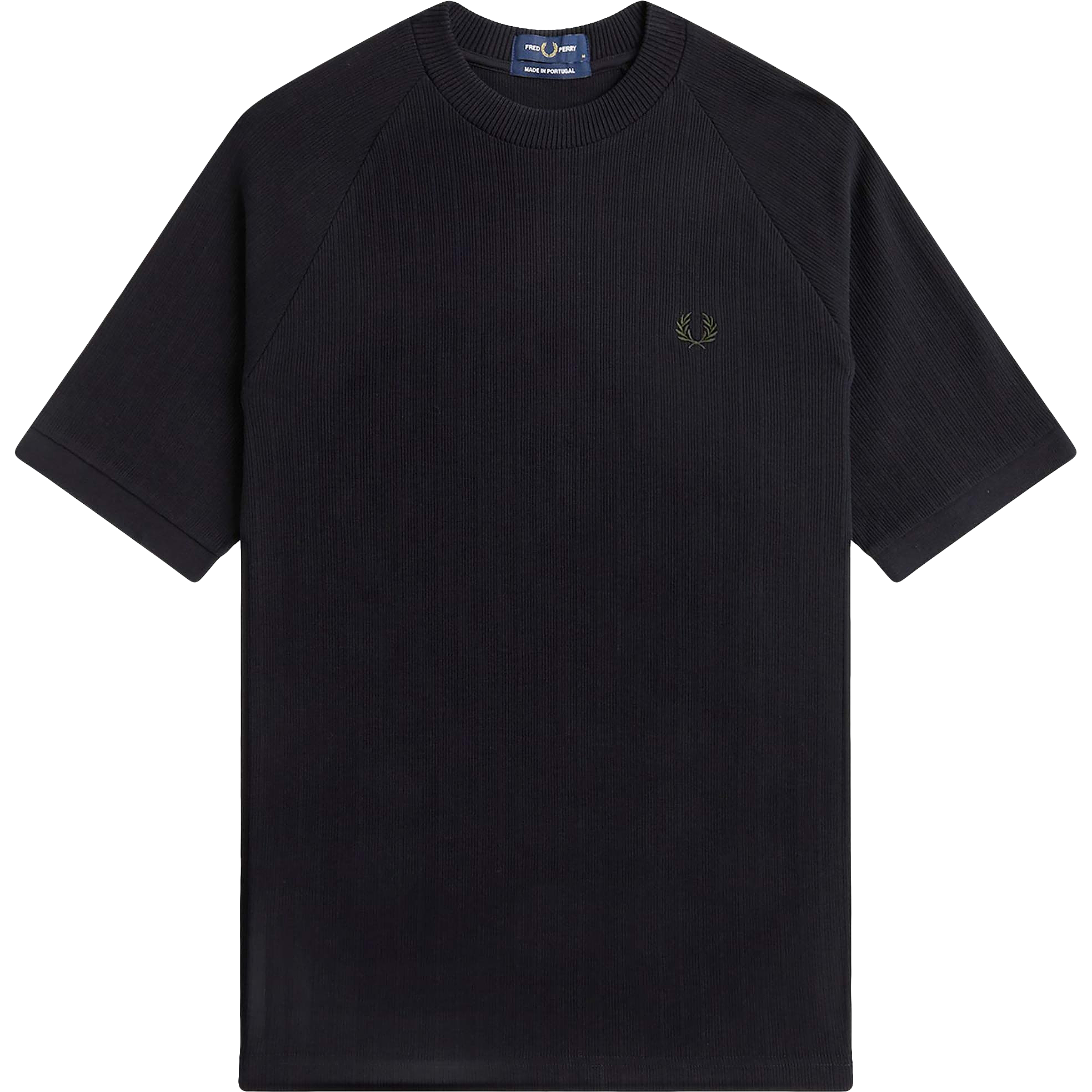 Ribbed Raglan Sleeve Tee - Black