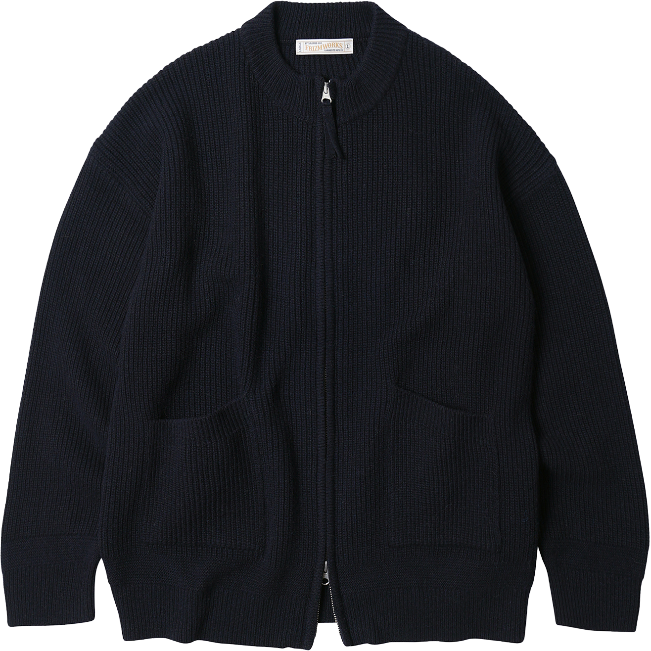 Wool Deck Zip Up Cardigan - Navy