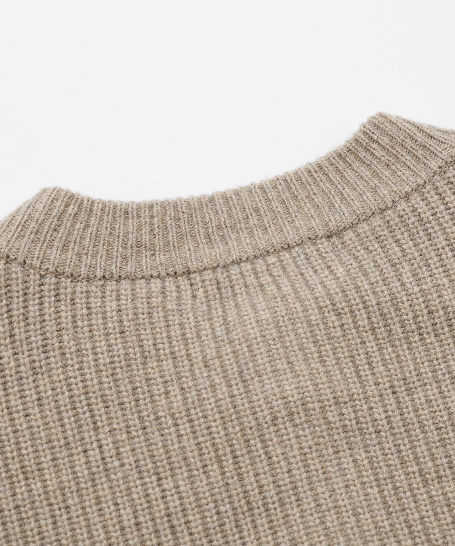 Heavy Wool Round Cardigan - Oatmeal