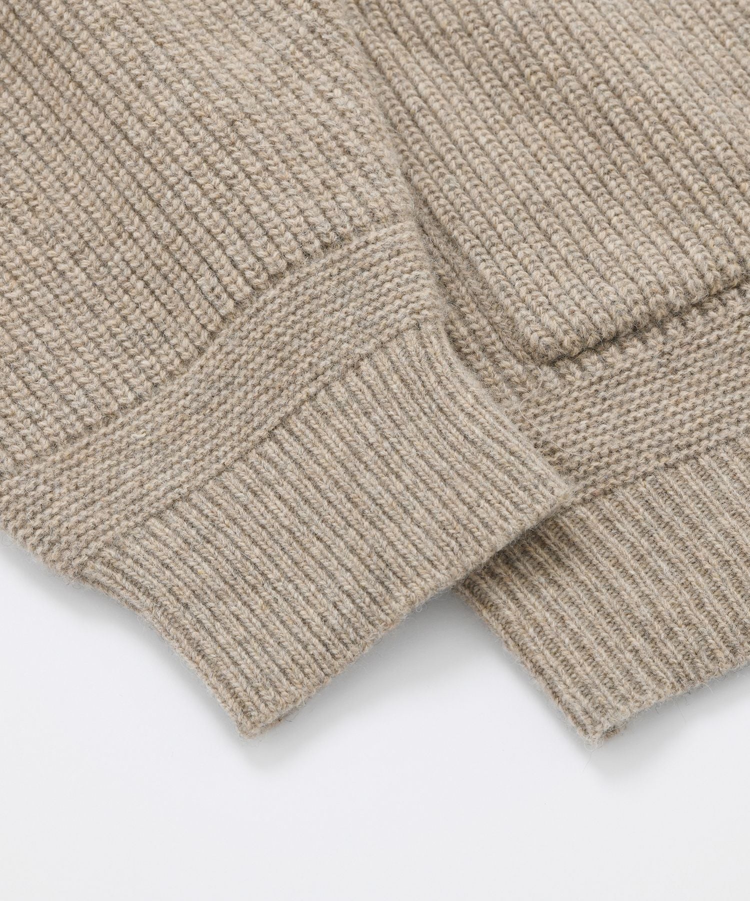 Heavy Wool Round Cardigan - Oatmeal