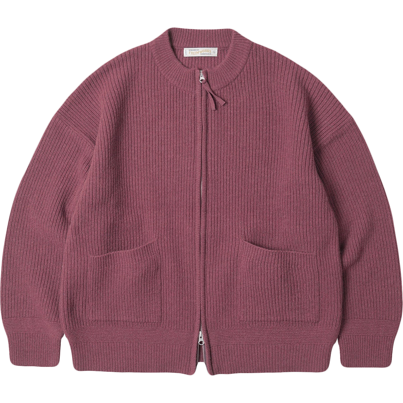 Wool Deck Zip Up Cardigan - Pink