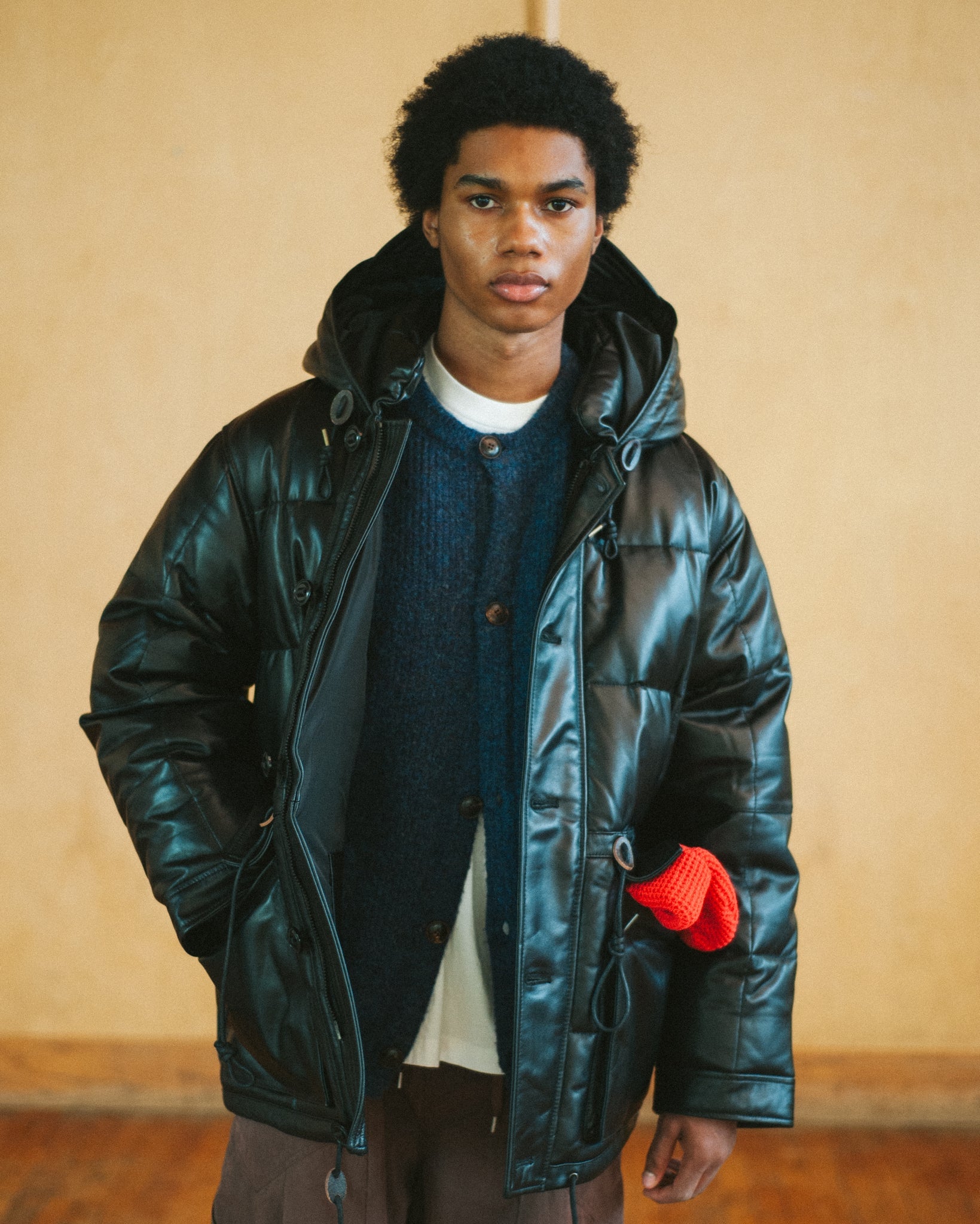 Lambskin Karakoram Goose Down Parka - Black