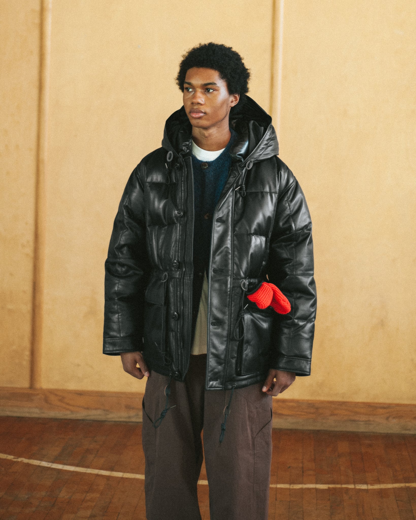 Lambskin Karakoram Goose Down Parka - Black