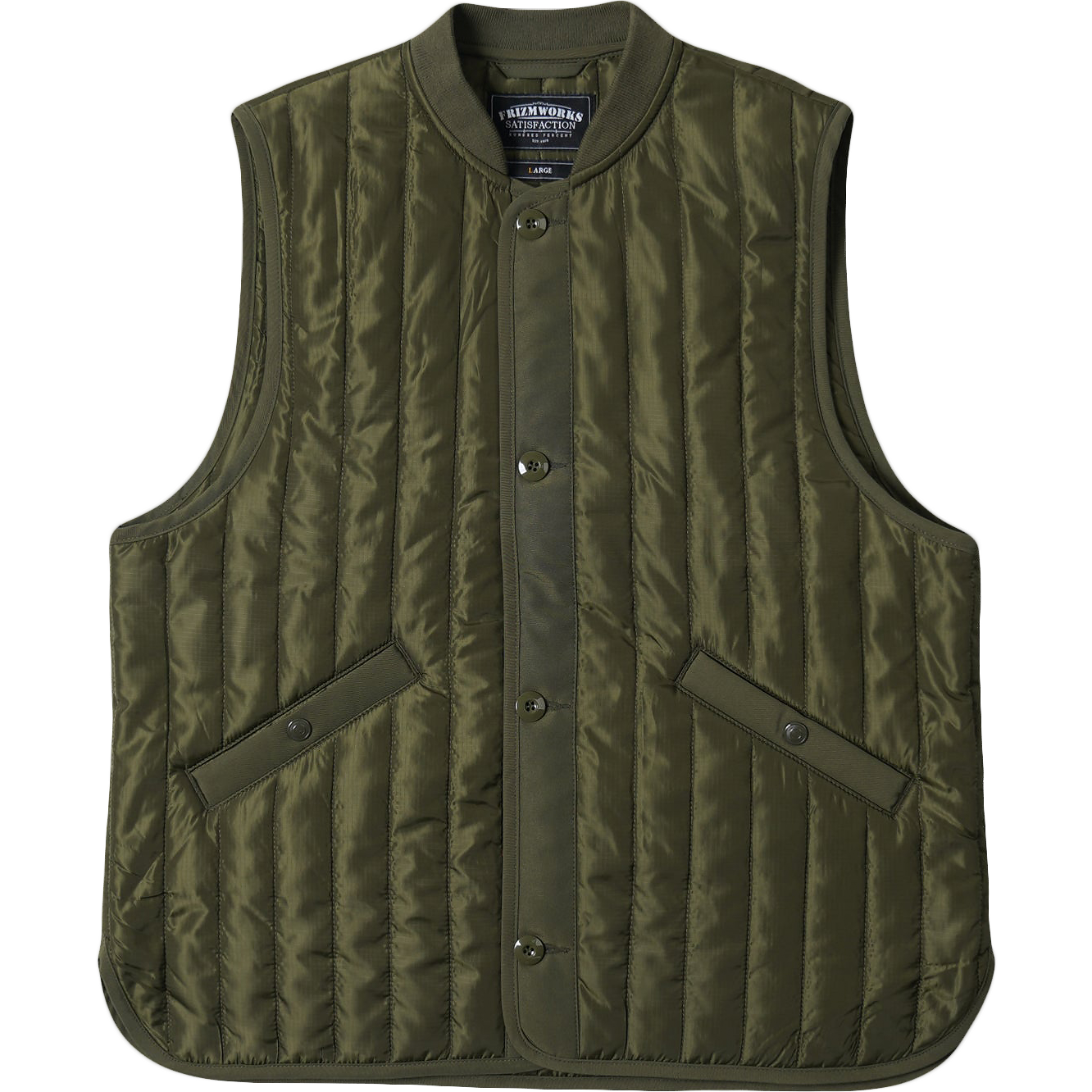 Stripe Quilted Liner Vest - Olive