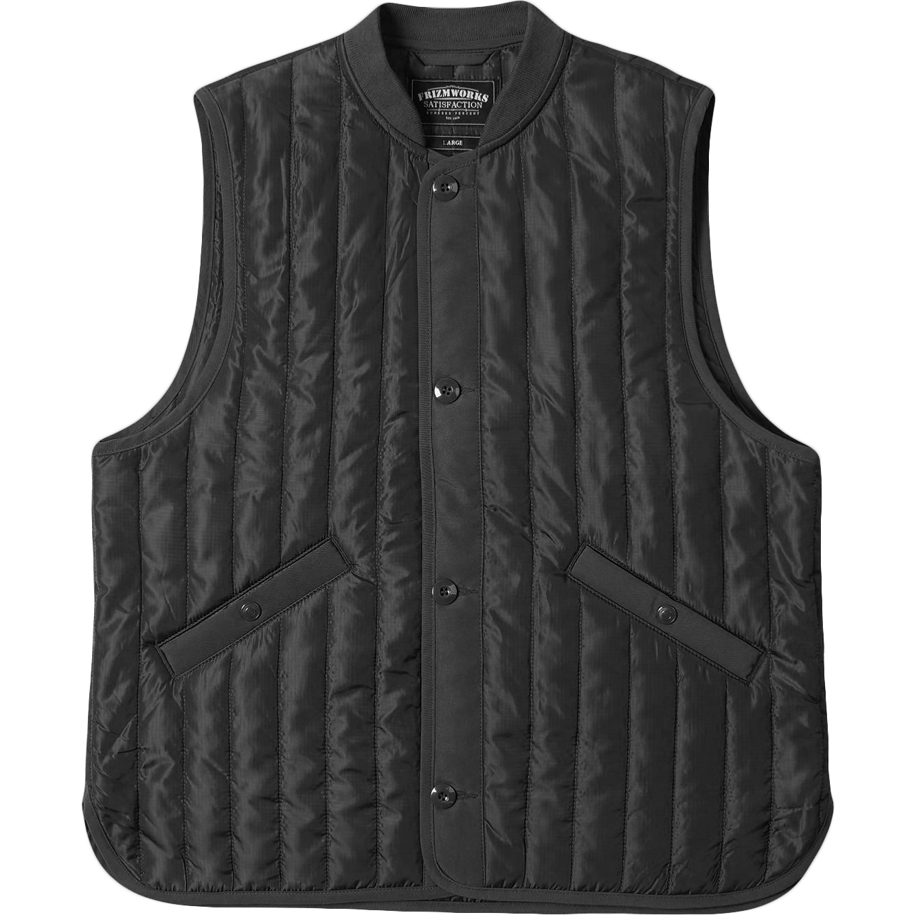 Stripe Quilted Liner Vest - Black