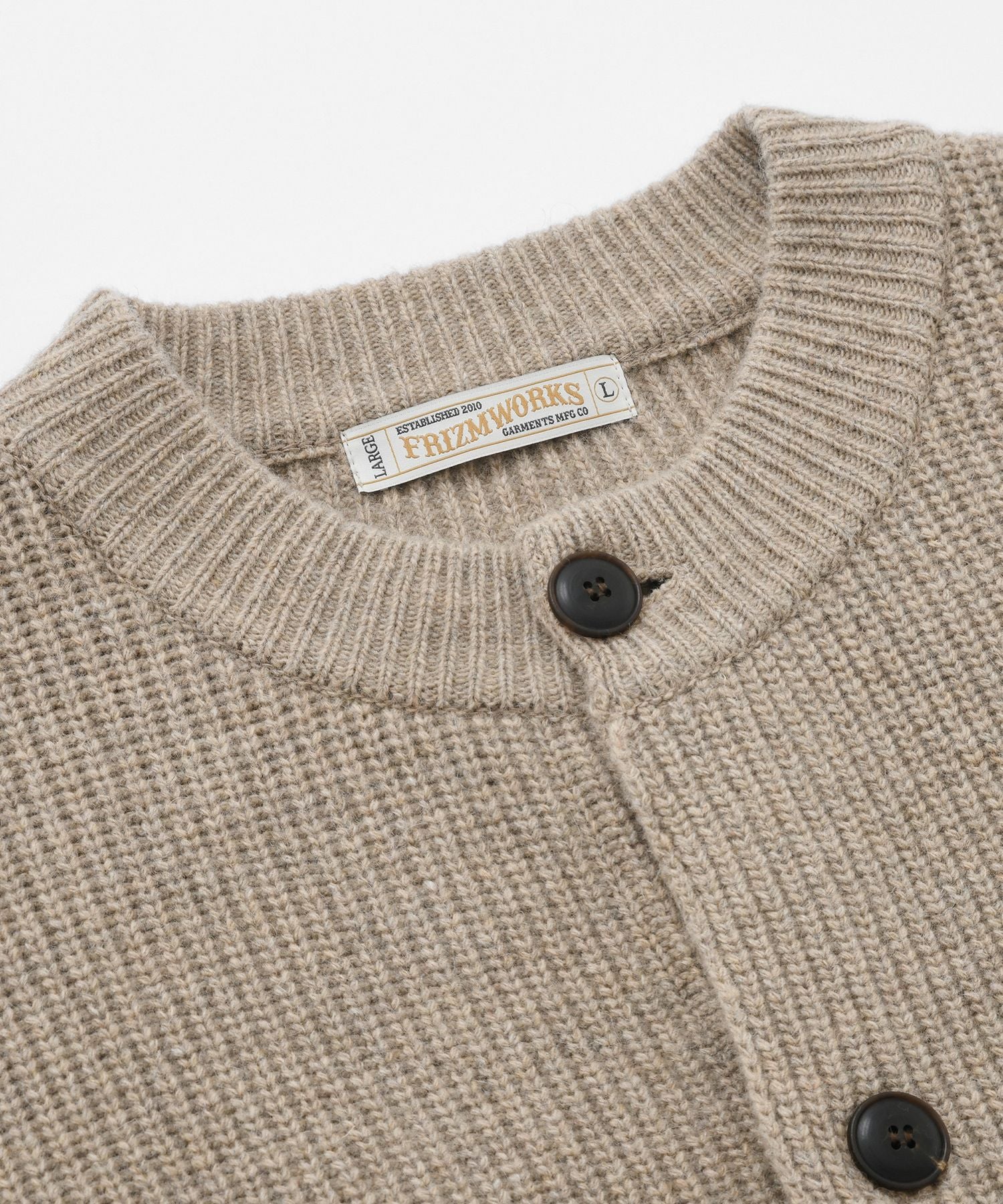 Heavy Wool Round Cardigan - Oatmeal