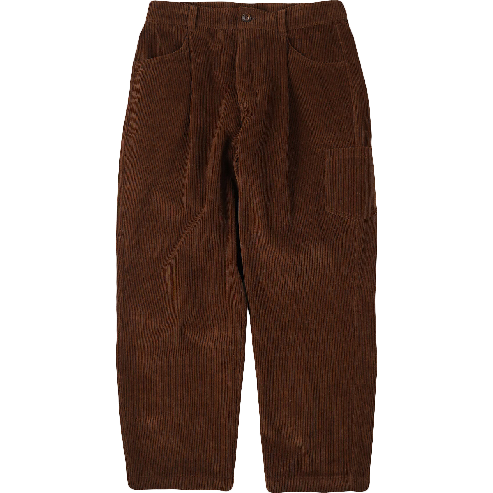 Corduroy Wide One Tuck Pants - Brown