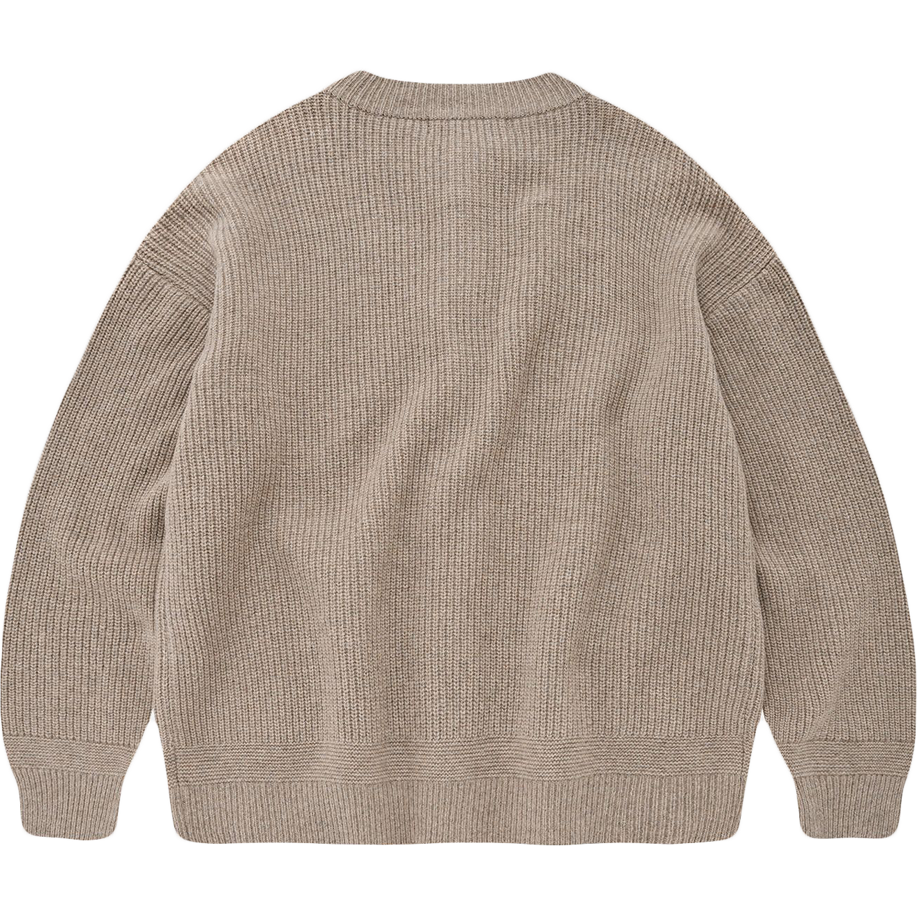 Heavy Wool Round Cardigan - Oatmeal