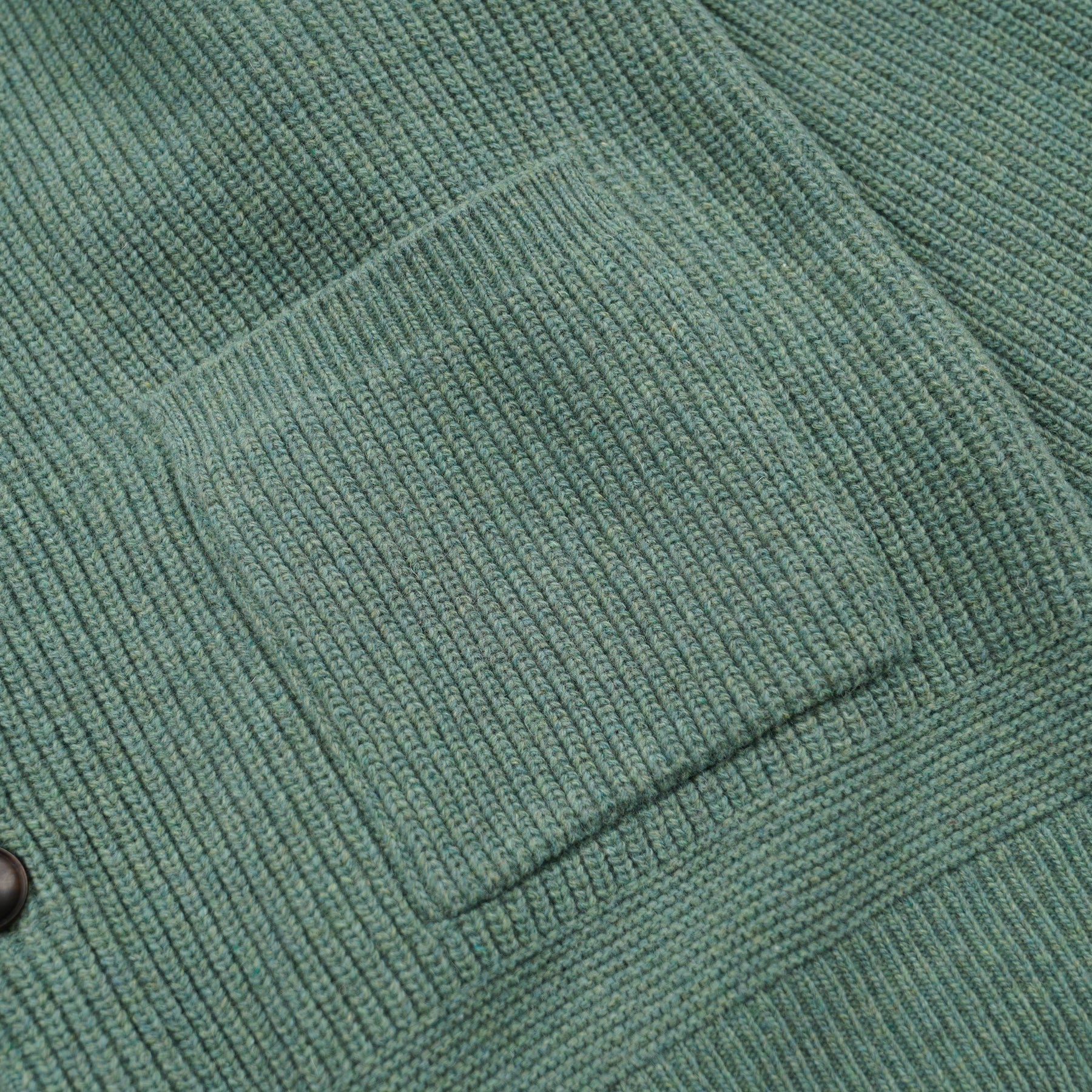 Heavy Wool Round Cardigan - Jade Green