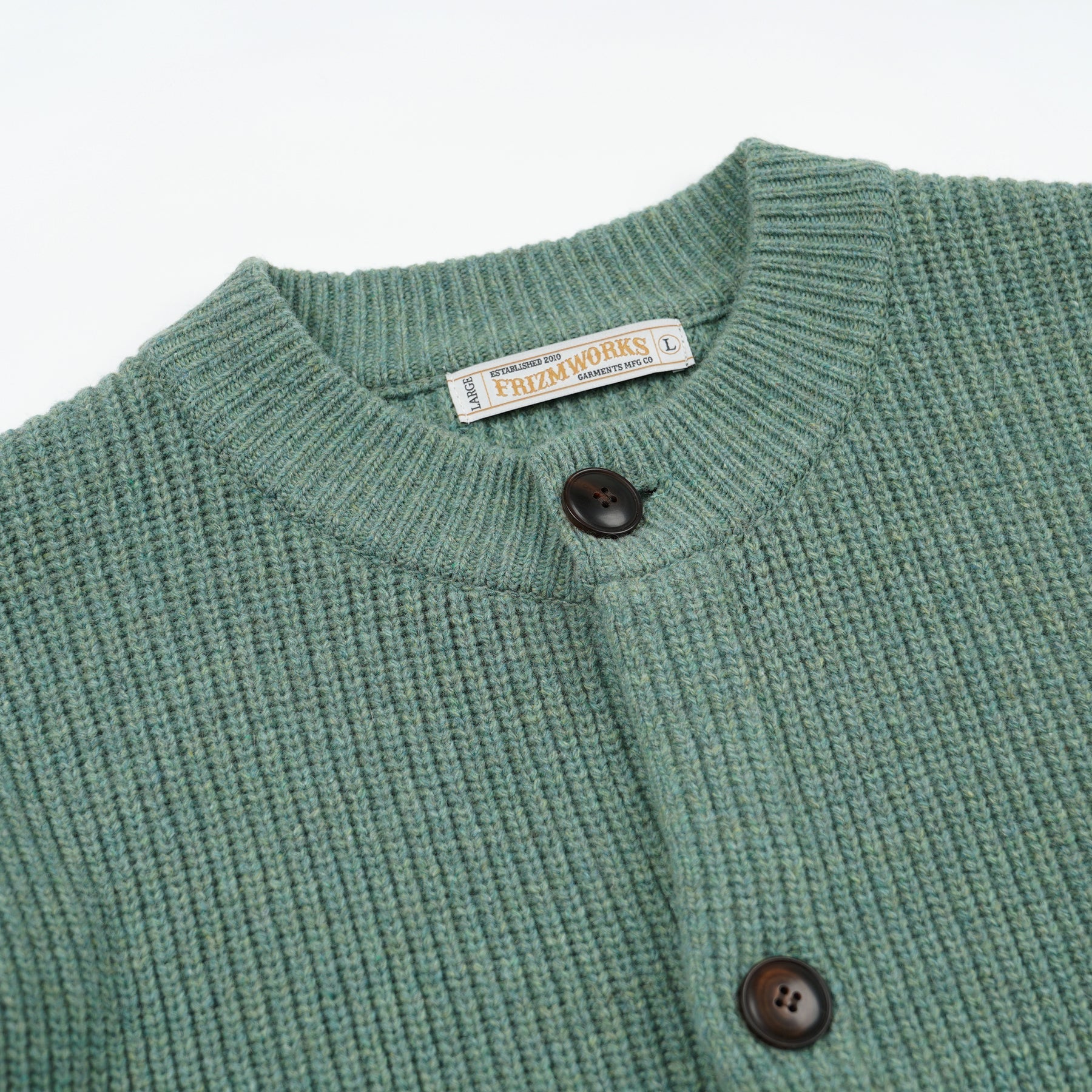 Heavy Wool Round Cardigan - Jade Green