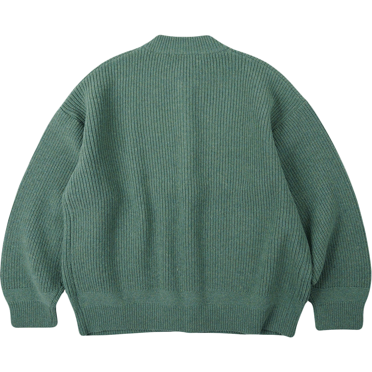Heavy Wool Round Cardigan - Jade Green