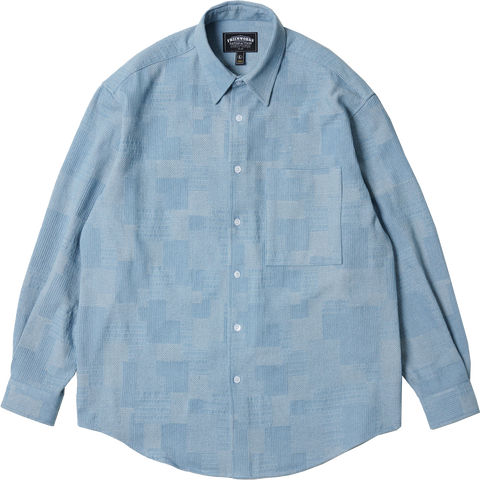 Patchwork Denim Shirt - Light Blue