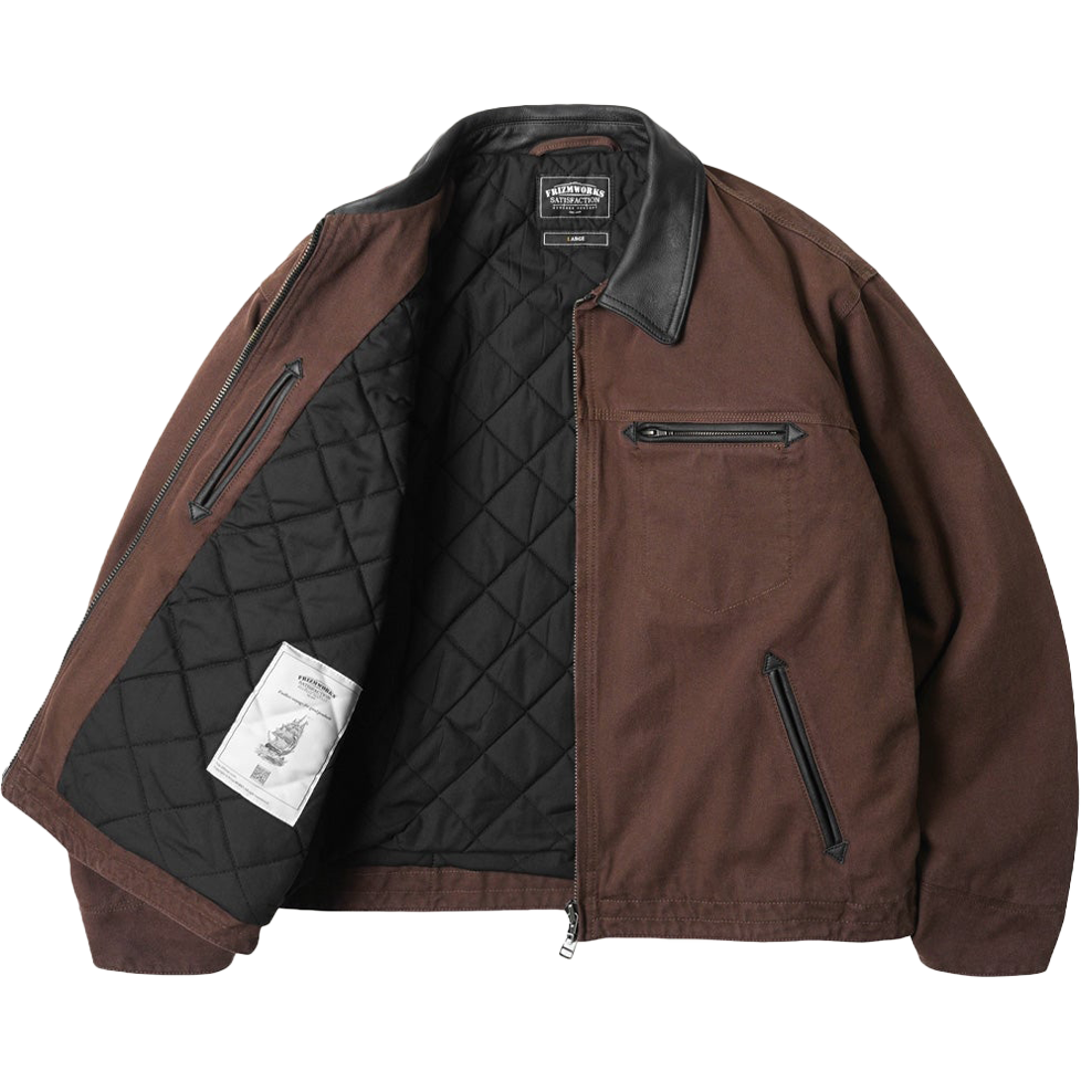 Heavy Canvas Destroyed Work Jacket - Brown