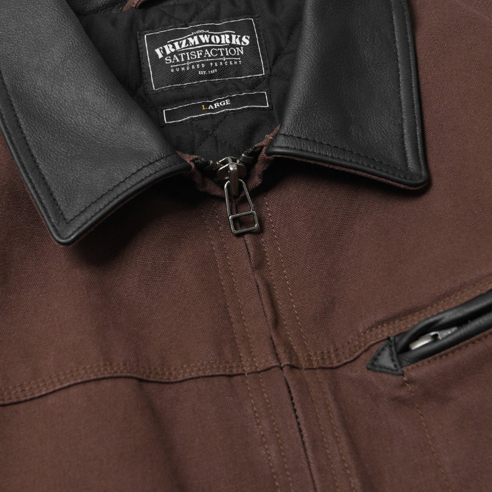 Heavy Canvas Destroyed Work Jacket - Brown
