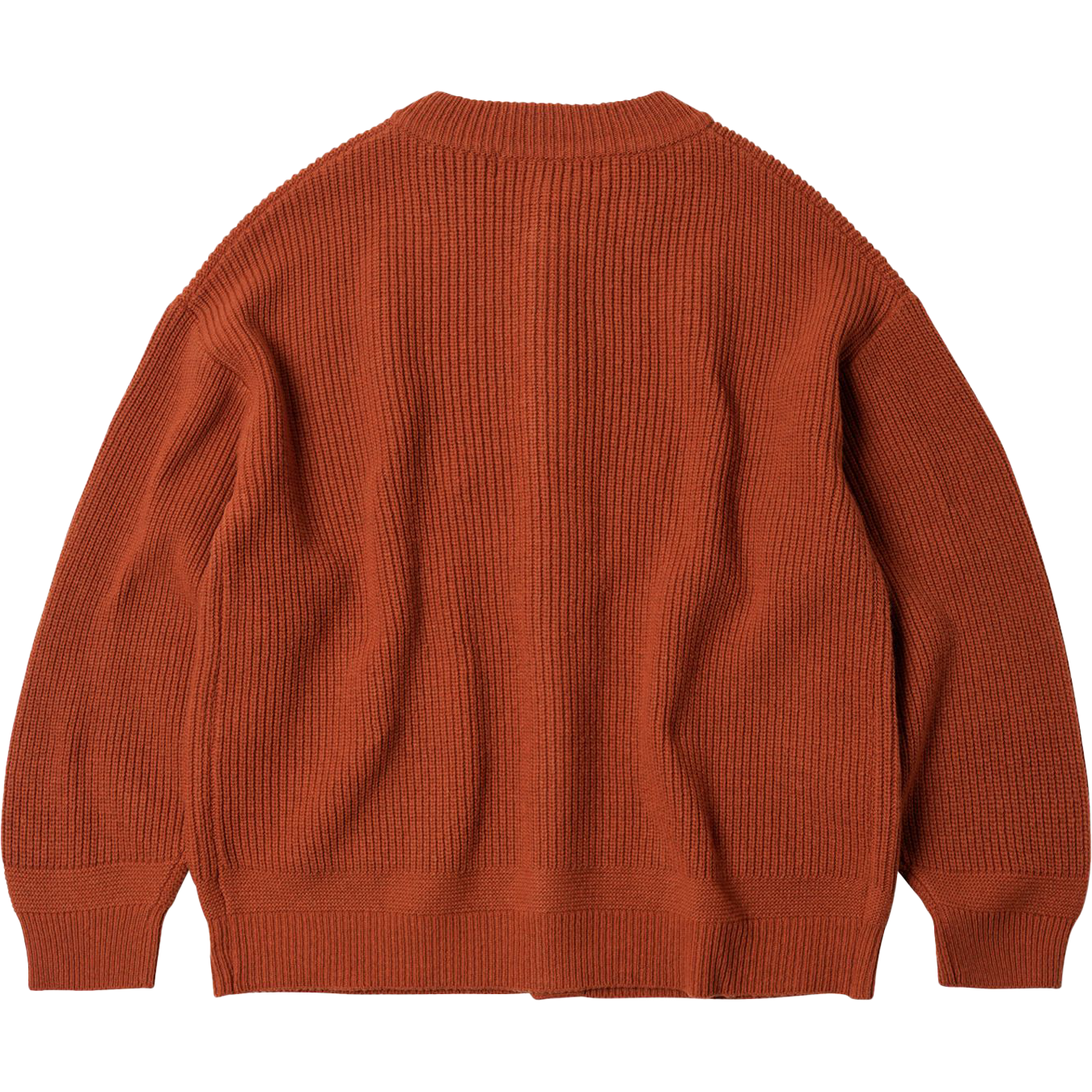 Heavy Wool Round Cardigan - Brick