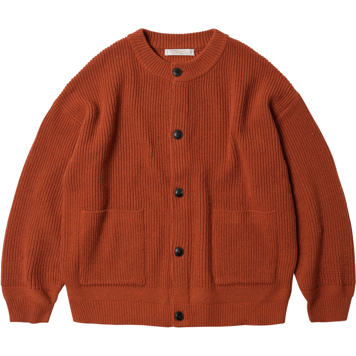 Heavy Wool Round Cardigan - Brick