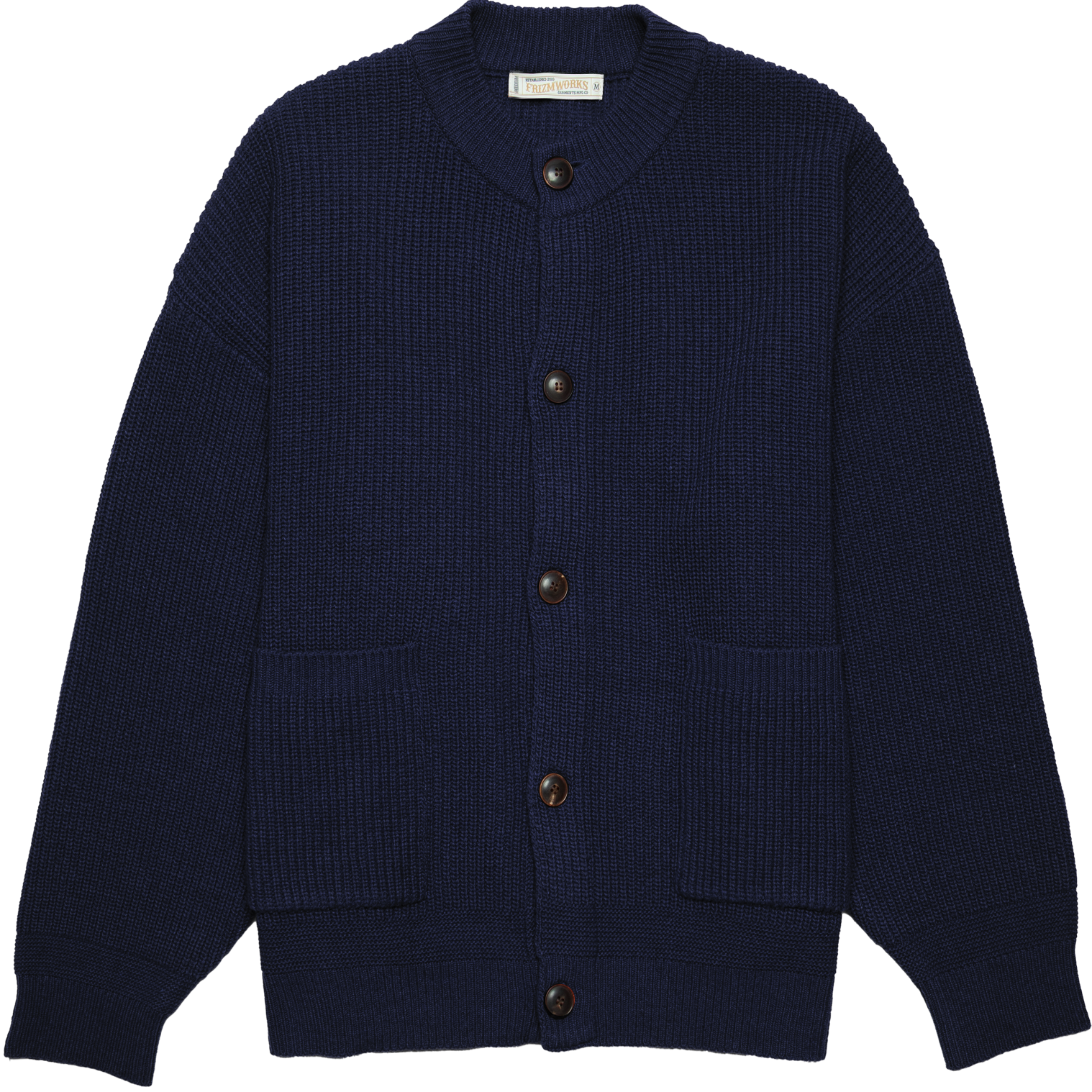 Heavy Wool Round Cardigan - Indigo