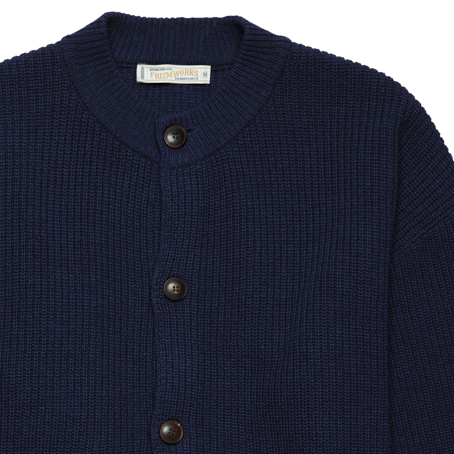 Heavy Wool Round Cardigan - Indigo