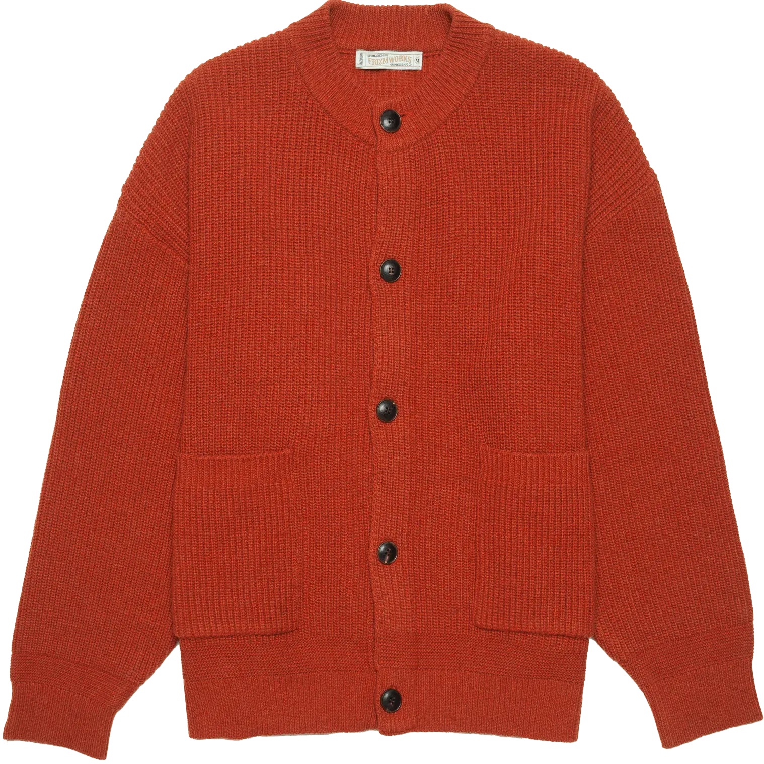 Heavy Wool Round Cardigan - Brick