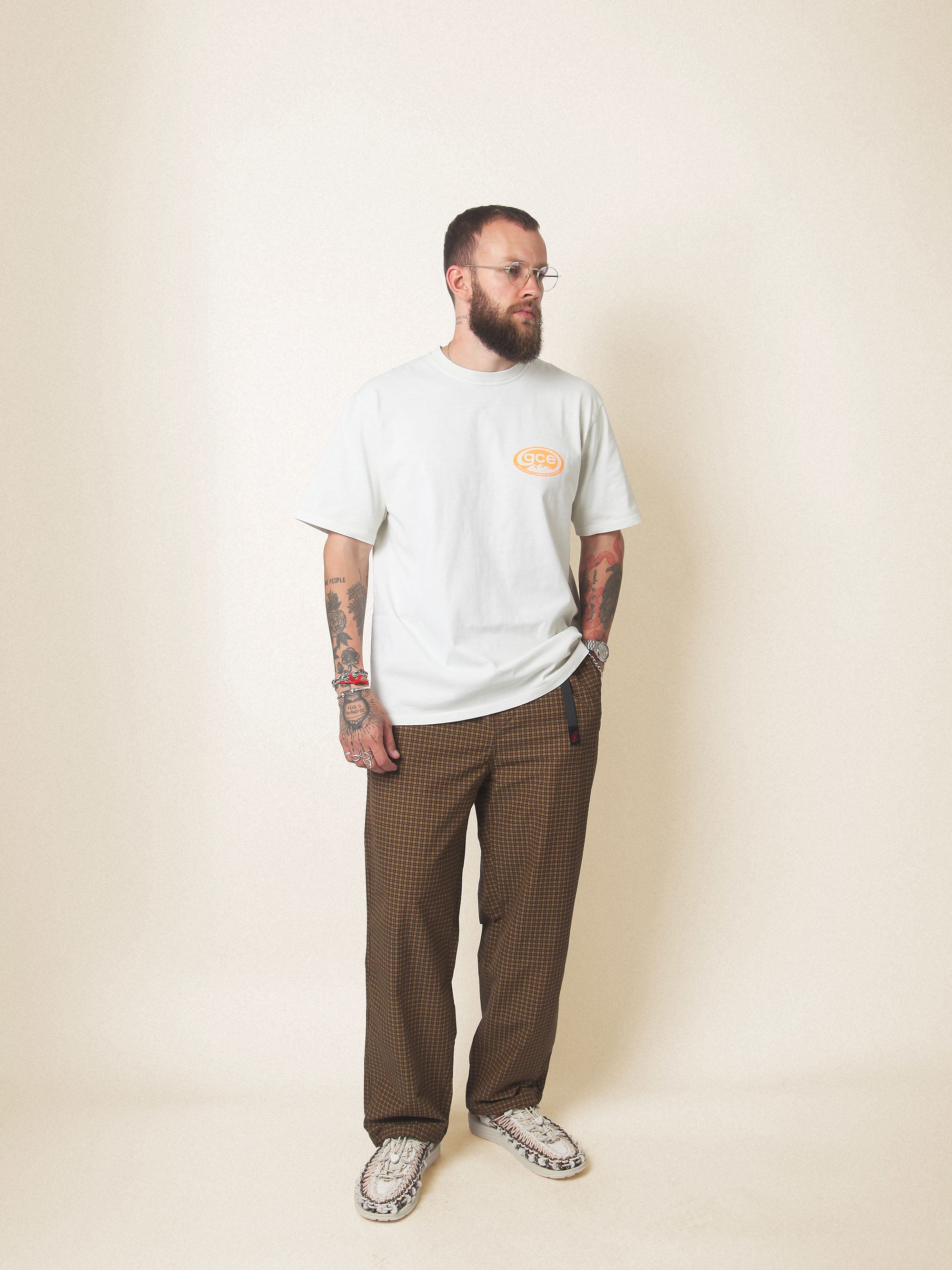 Mini Check Nylon Pant - Brown Check