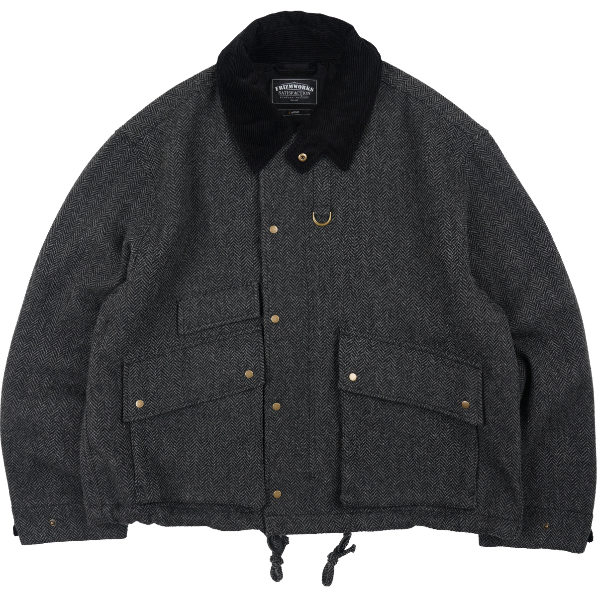 Herringbone Wool Hunting Jacket - Gray / Black