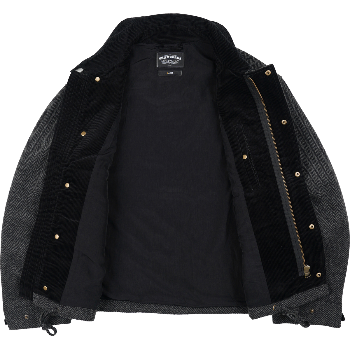 Herringbone Wool Hunting Jacket - Gray / Black