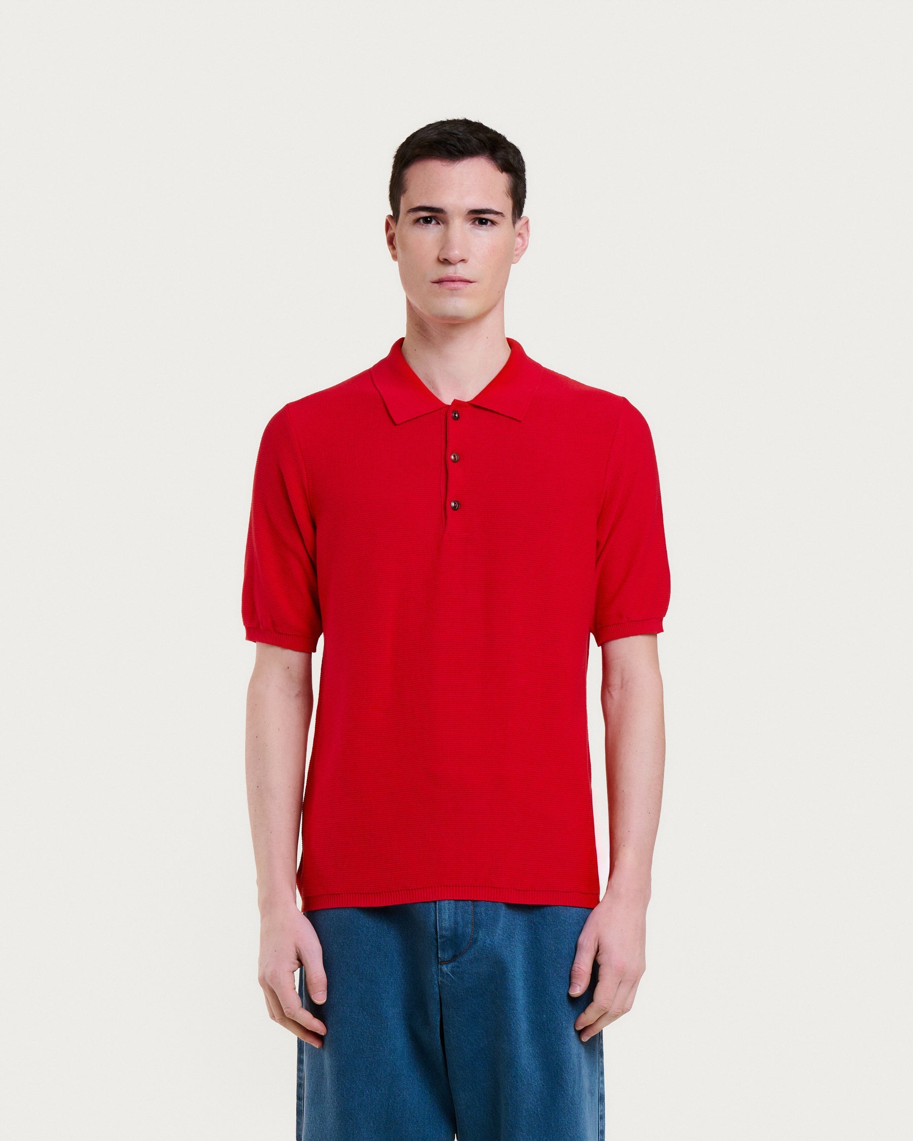 Italo Knit Polo - Pomodoro Red