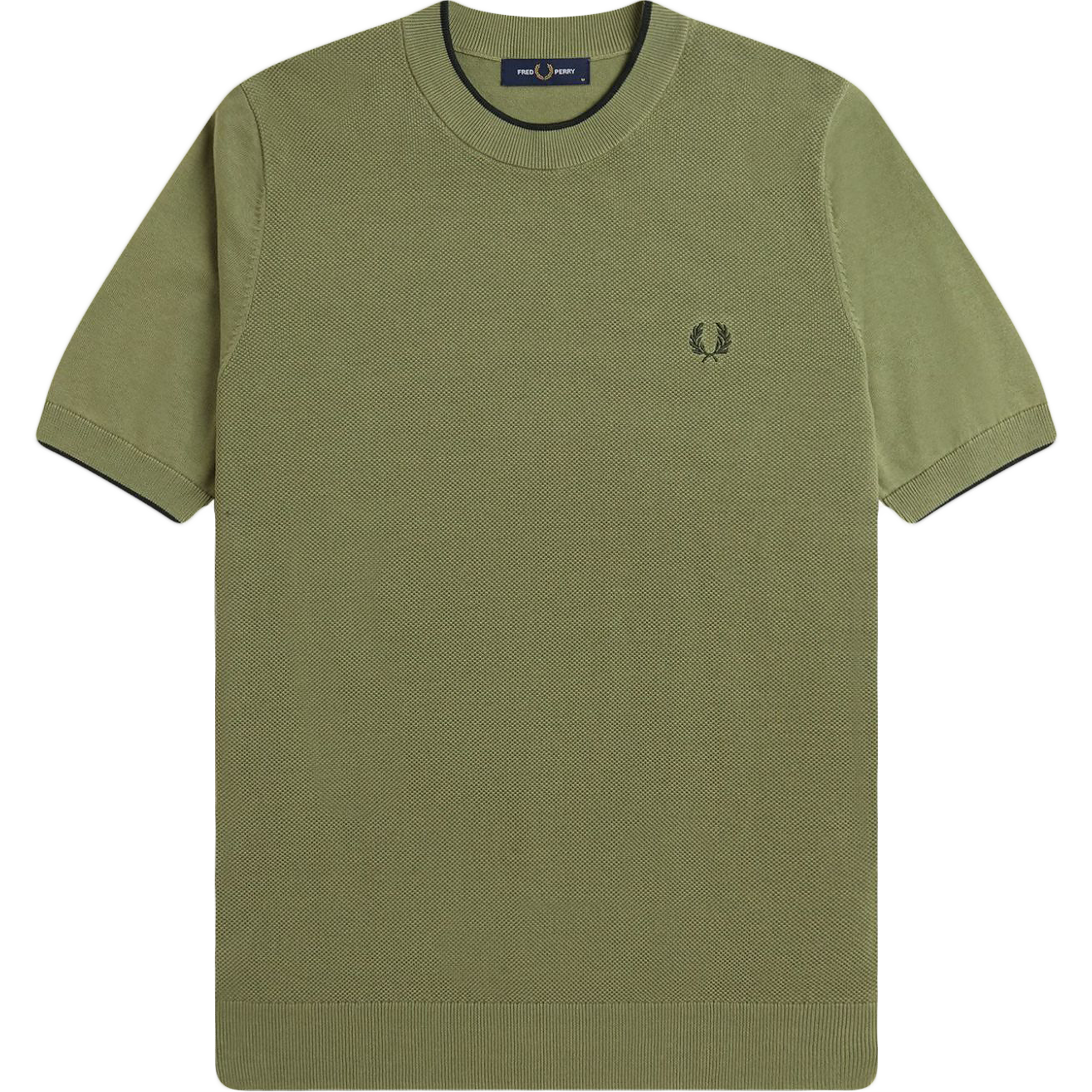 Texture Front Knitted T-Shirt - Olive Mint