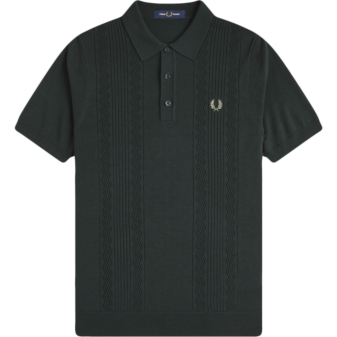 Pointelle Panel Knitted Shirt - Night Green