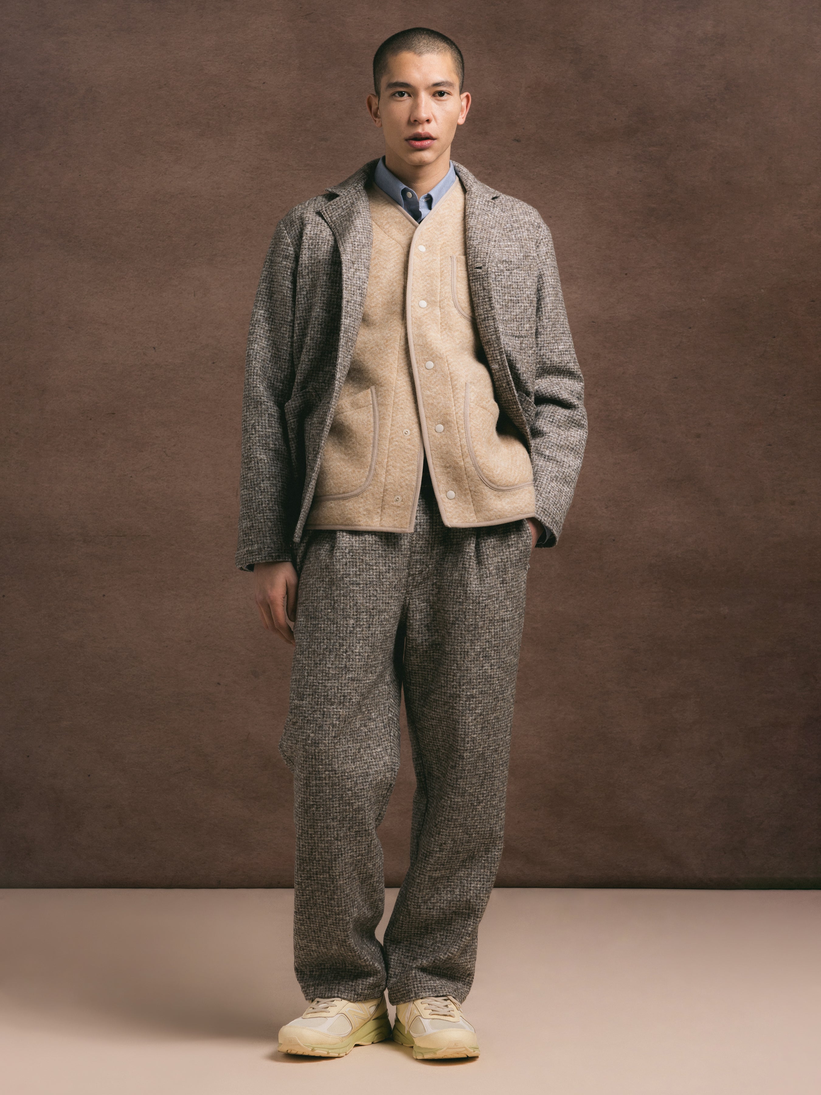 Stac Blazer - Taupe Bonded Wool