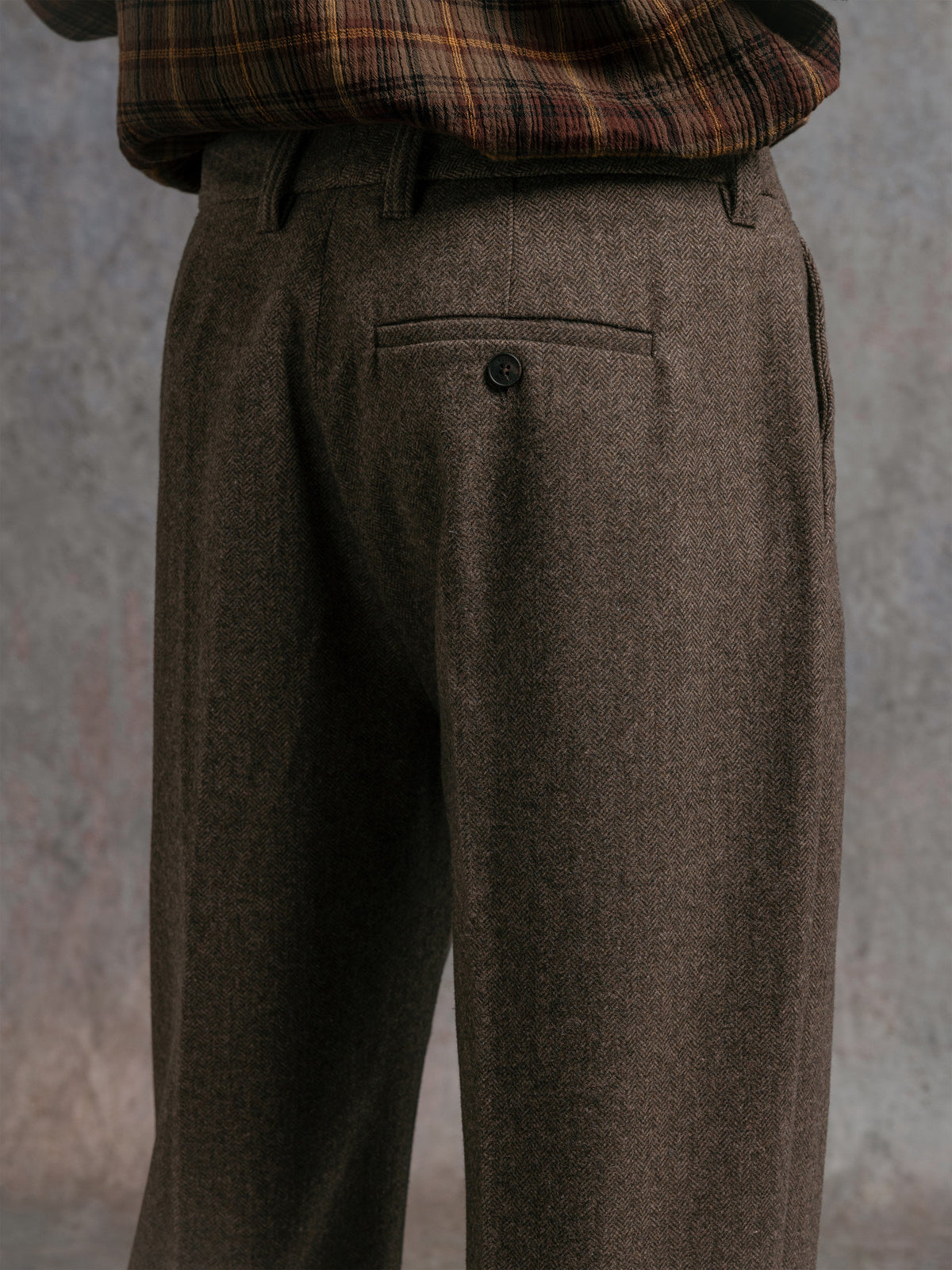 Moray Herringbone Trouser - Olive