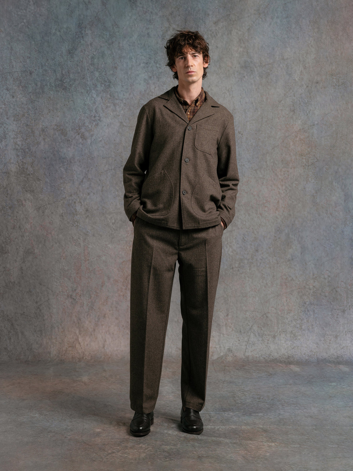 Moray Herringbone Trouser - Olive