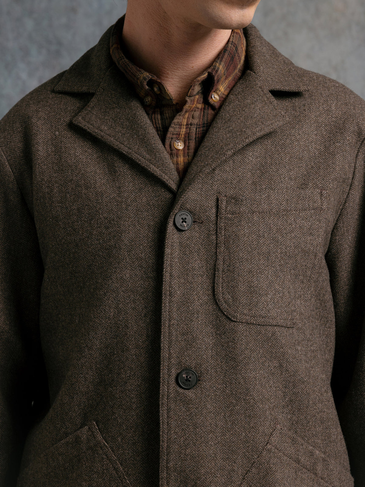 Stac Herringbone Blazer - Olive
