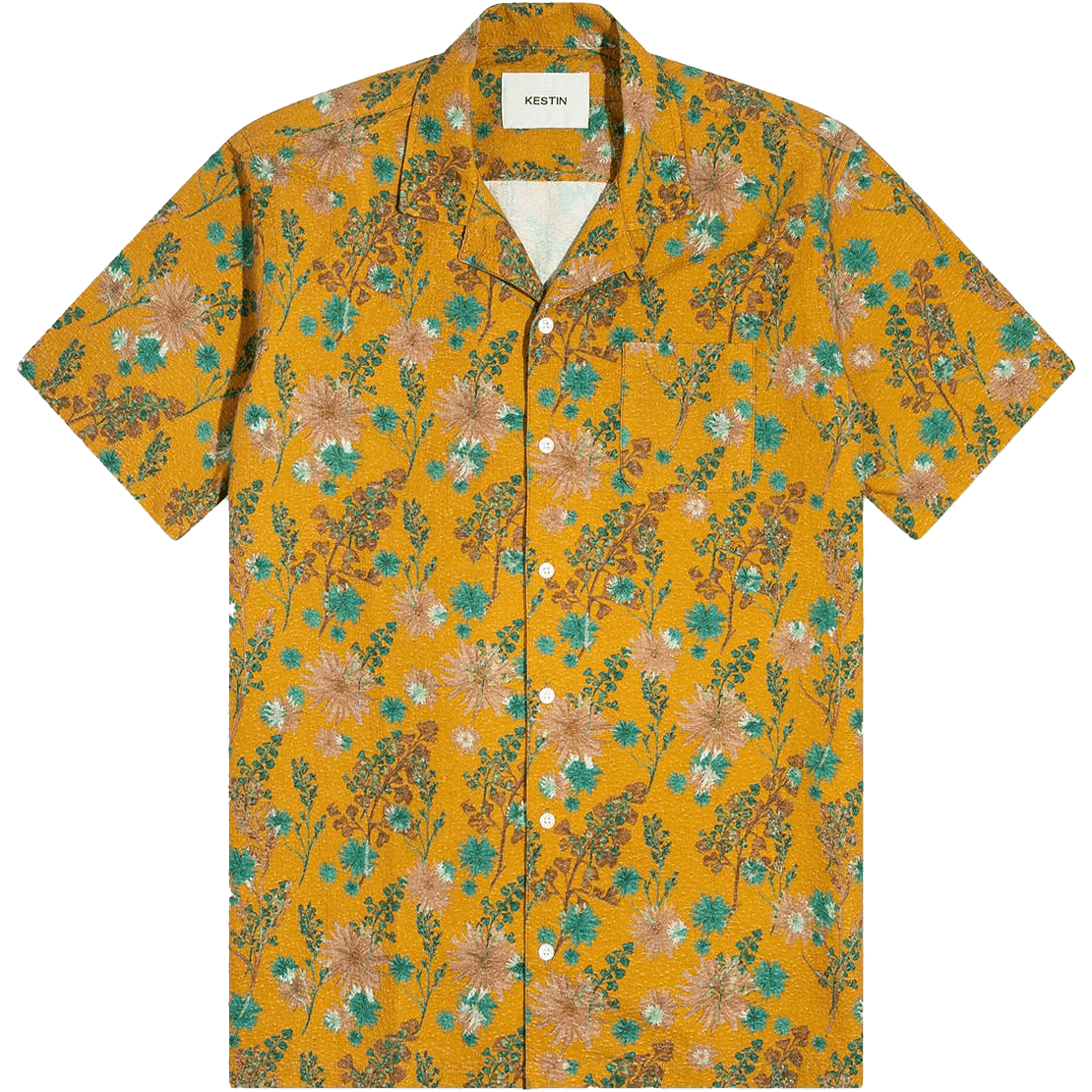 Crammond Shirt - Ochre Thistle Print