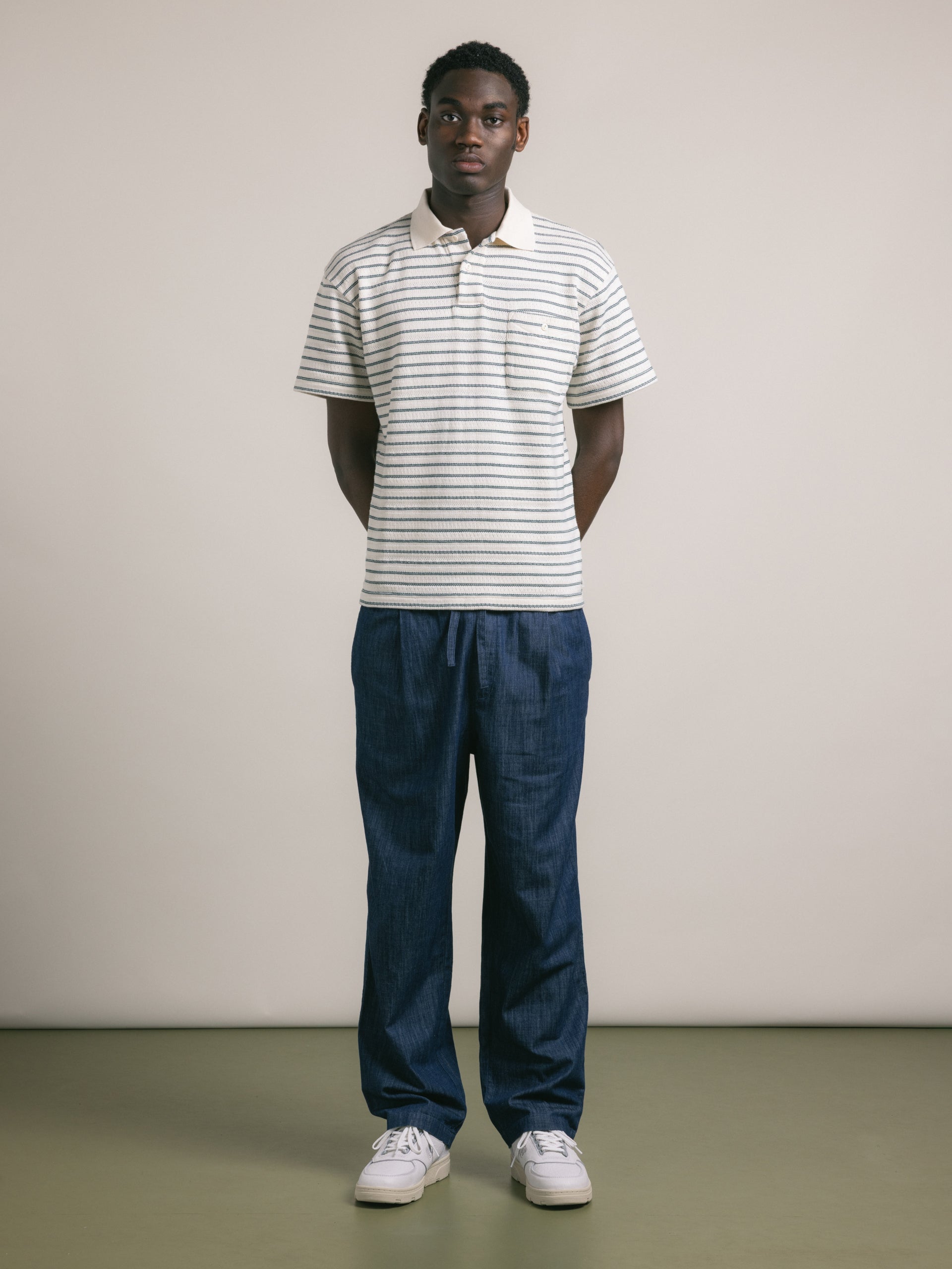 Dunn Polo - Ecru / Green